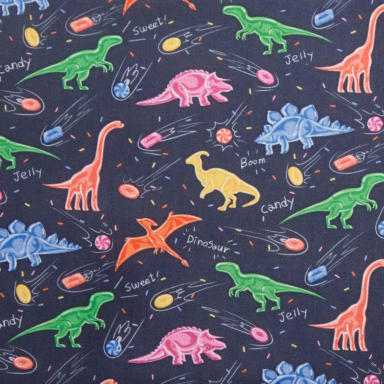 Colorful Novelty Dinosaurs - Dark Navy 2 Yard Cut - Image 2