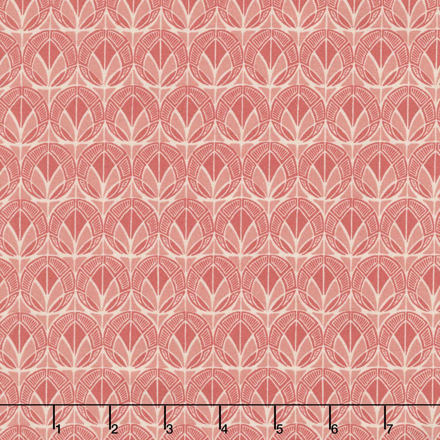 Cottage Flowers - Peacock Red Yardage