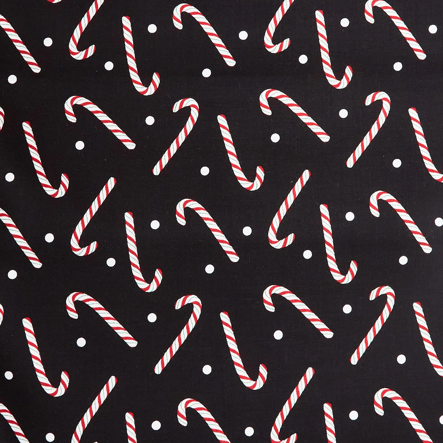 Country Christmas - Jolly Candy Canes Black 2 Yard Cut - Image 2