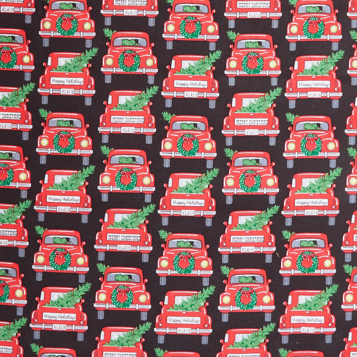 Country Christmas - Jolly Red Trucks Black 2 Yard Cut - Image 2
