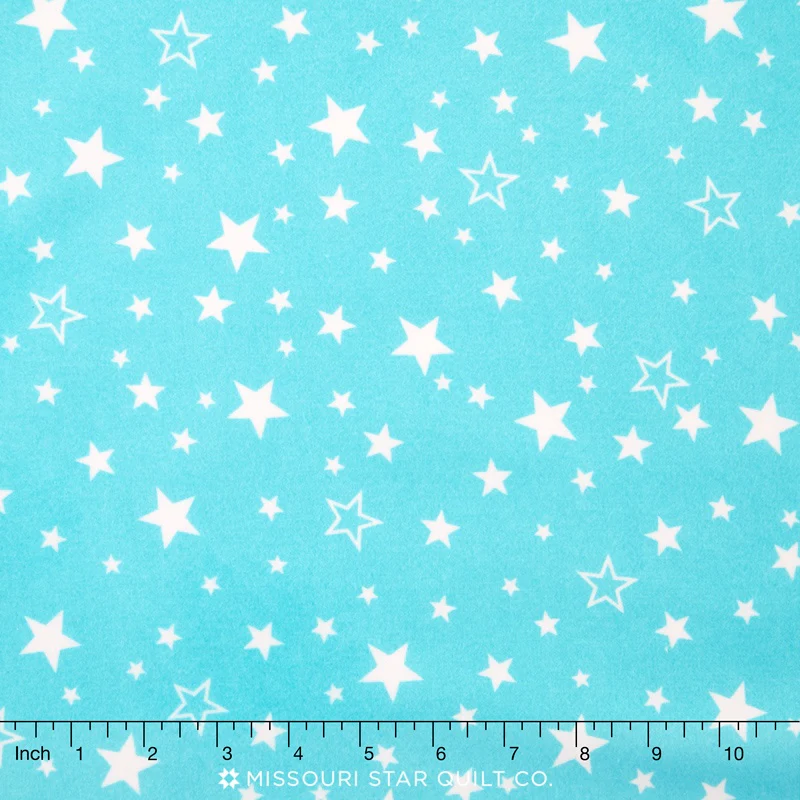 Cozy Cotton Flannels - Aqua Stars Yardage
