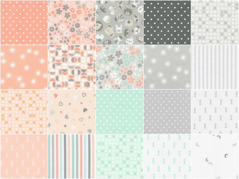 Cozy Cotton Flannels Grey, Peach, Mint Colorstory Fat Quarter Bundle - Image 3