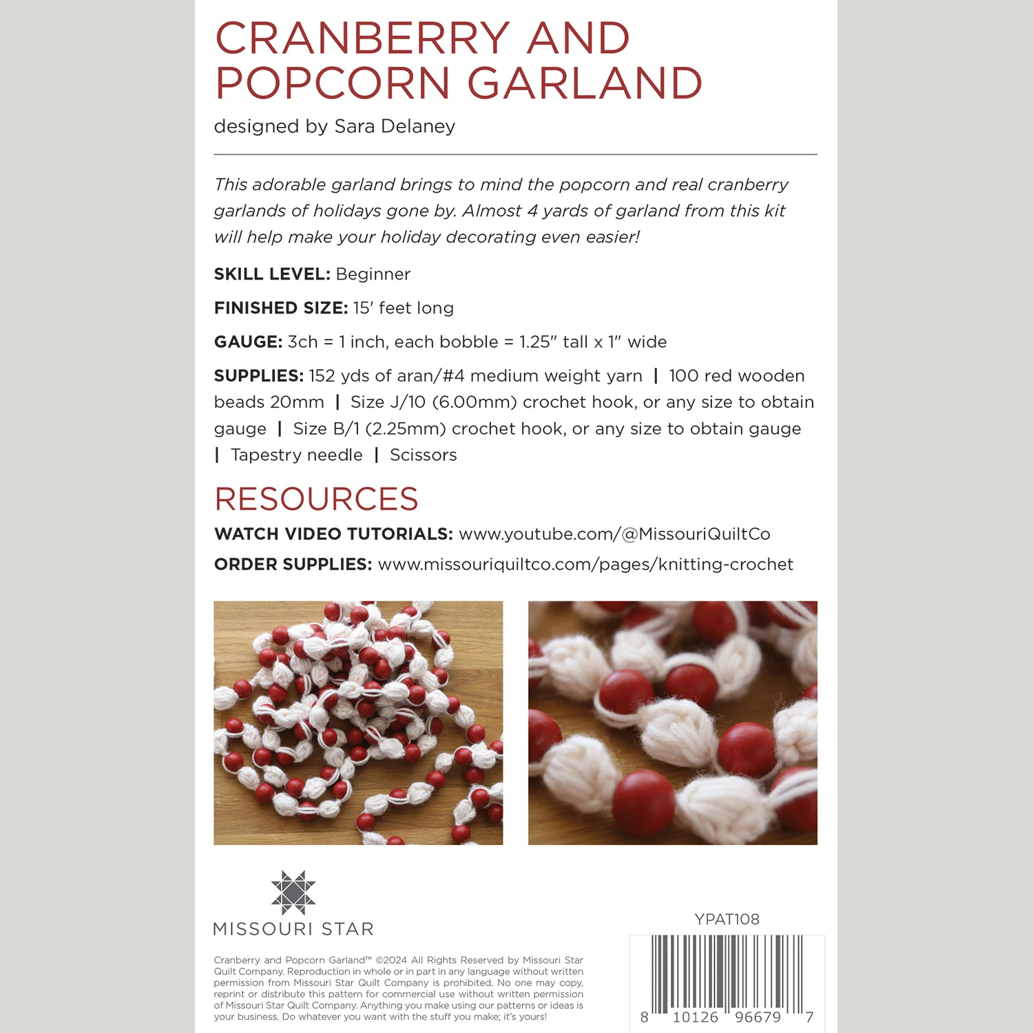 Cranberry and Popcorn Crochet Garland Pattern - Image 2