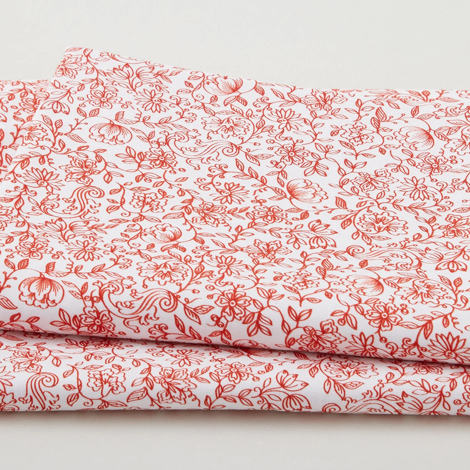 Crimson Posies Favorites - White Packed Floral Linework 2 Yard Cut