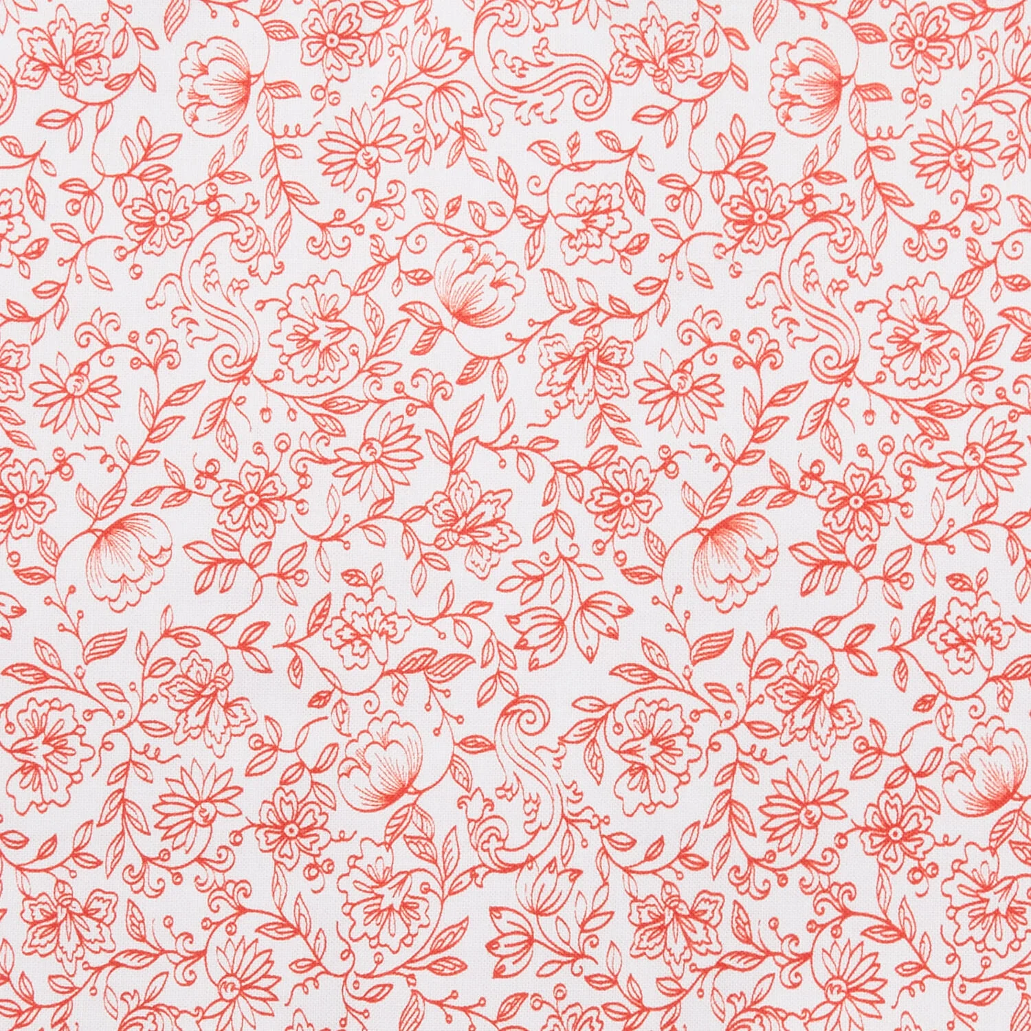 Crimson Posies Favorites - White Packed Floral Linework 2 Yard Cut - Image 2