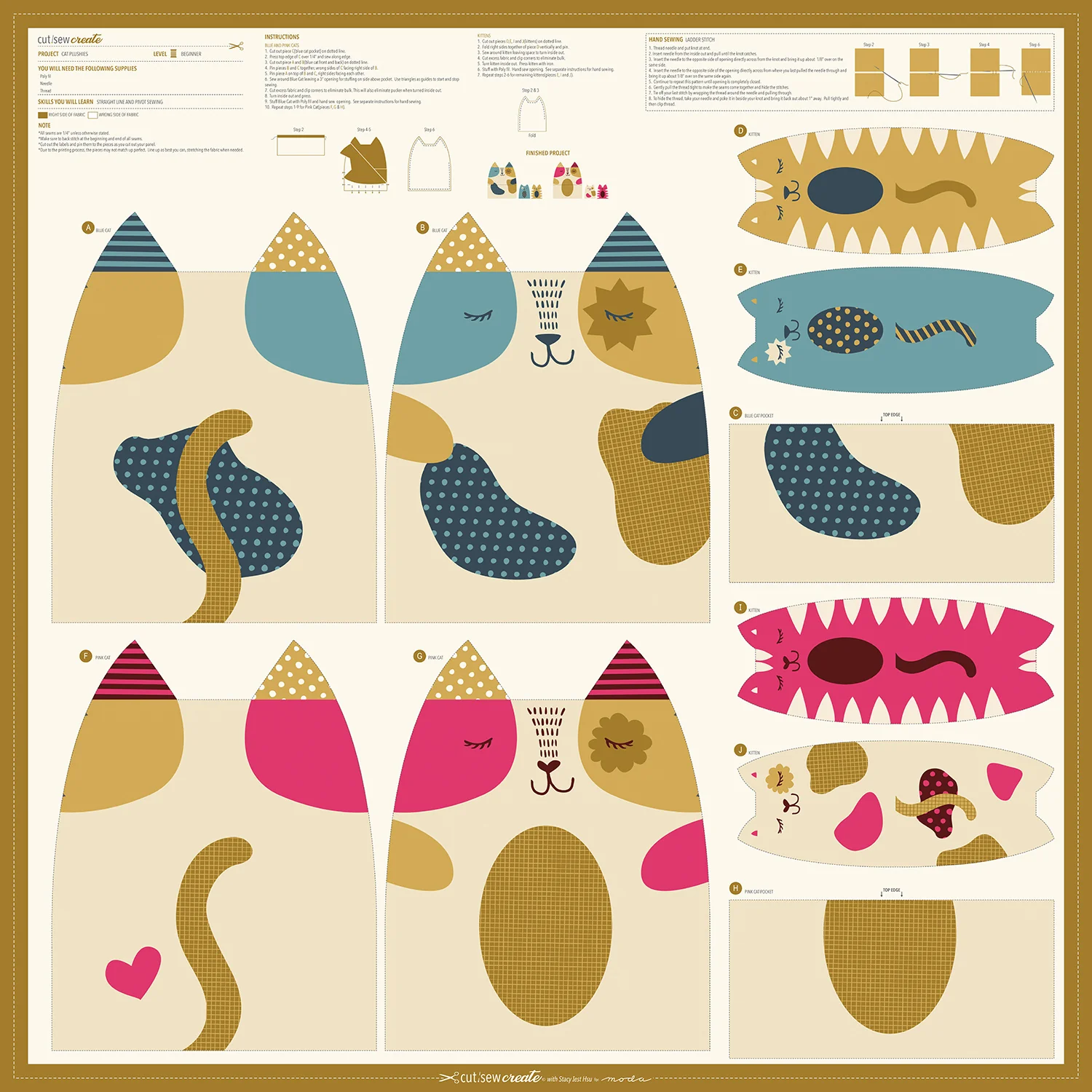Cut Sew Create Part Two - Cat Plushies Kit - Image 4