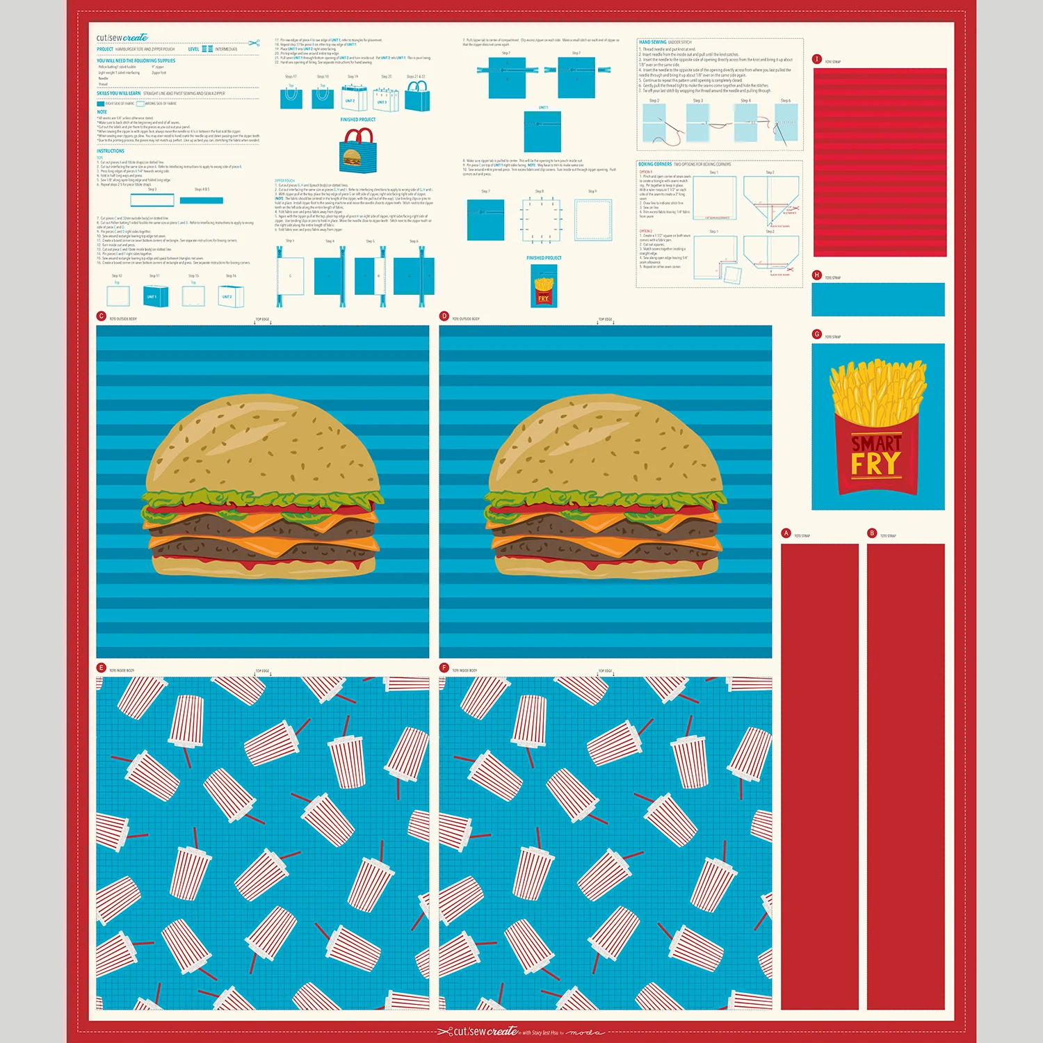 Cut Sew Create Part Two - Hamburger Tote with Zipper Pouch Kit - Image 2
