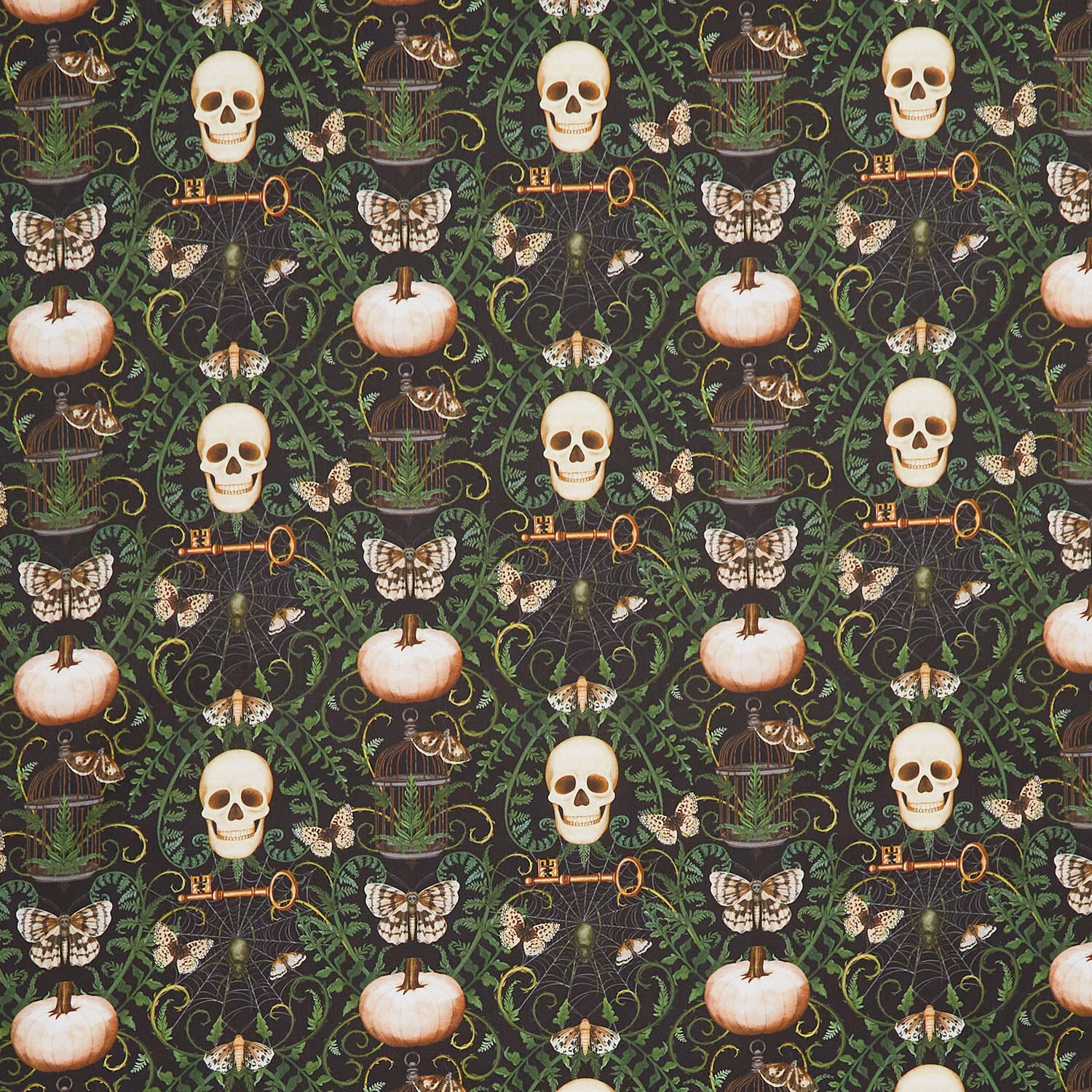 Dark Academia - Damask Black Yardage
