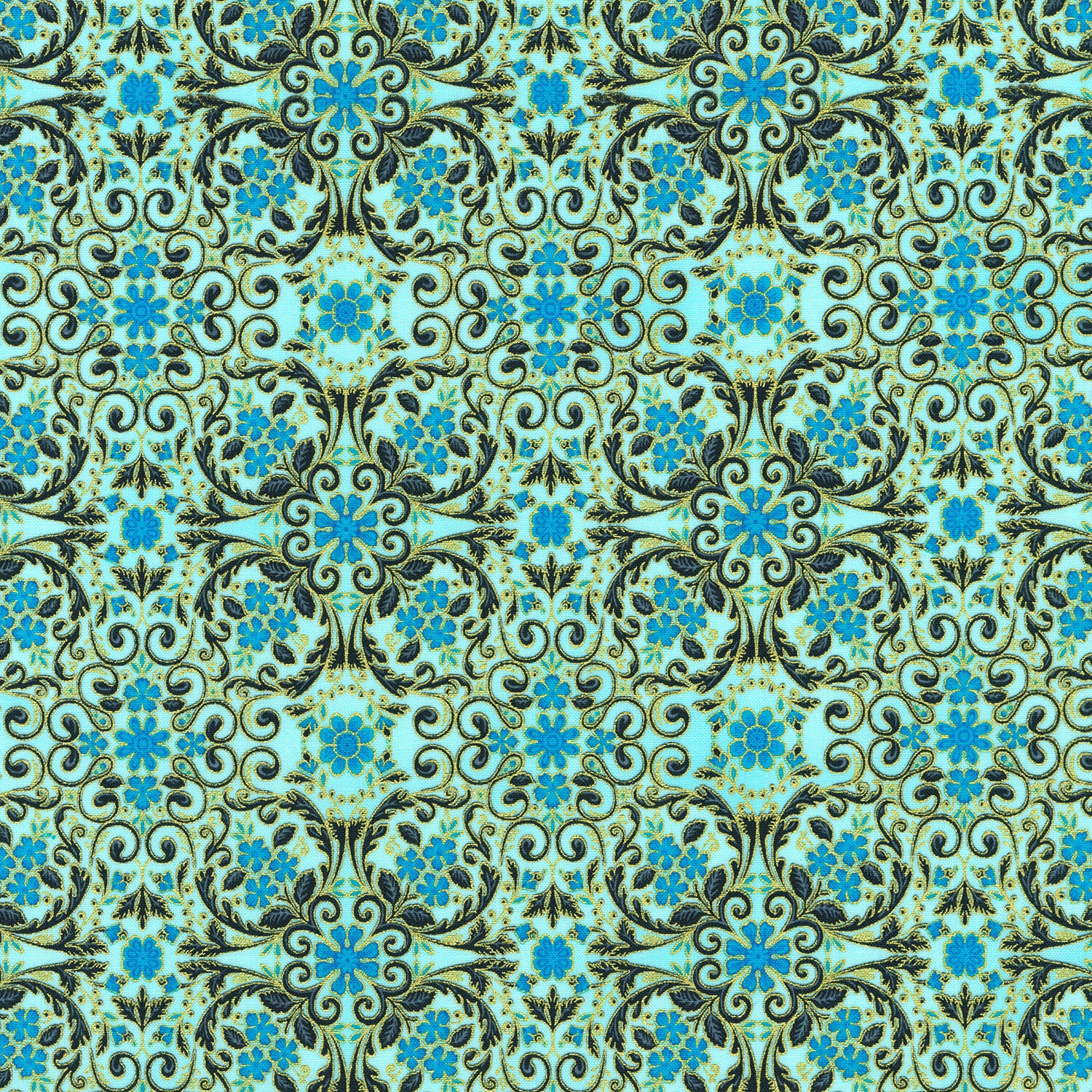 Decadent Garden - Tiles Aqua Yardage