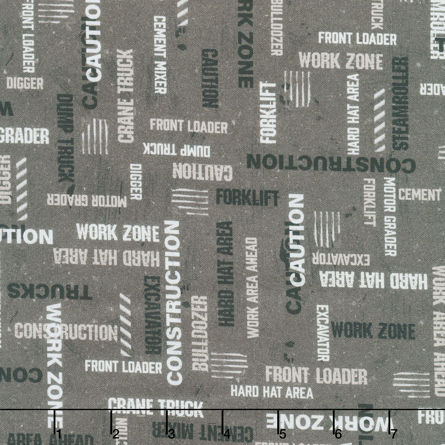 Diggers and Dozers - Building Beam Text Dirt Black Yardage
