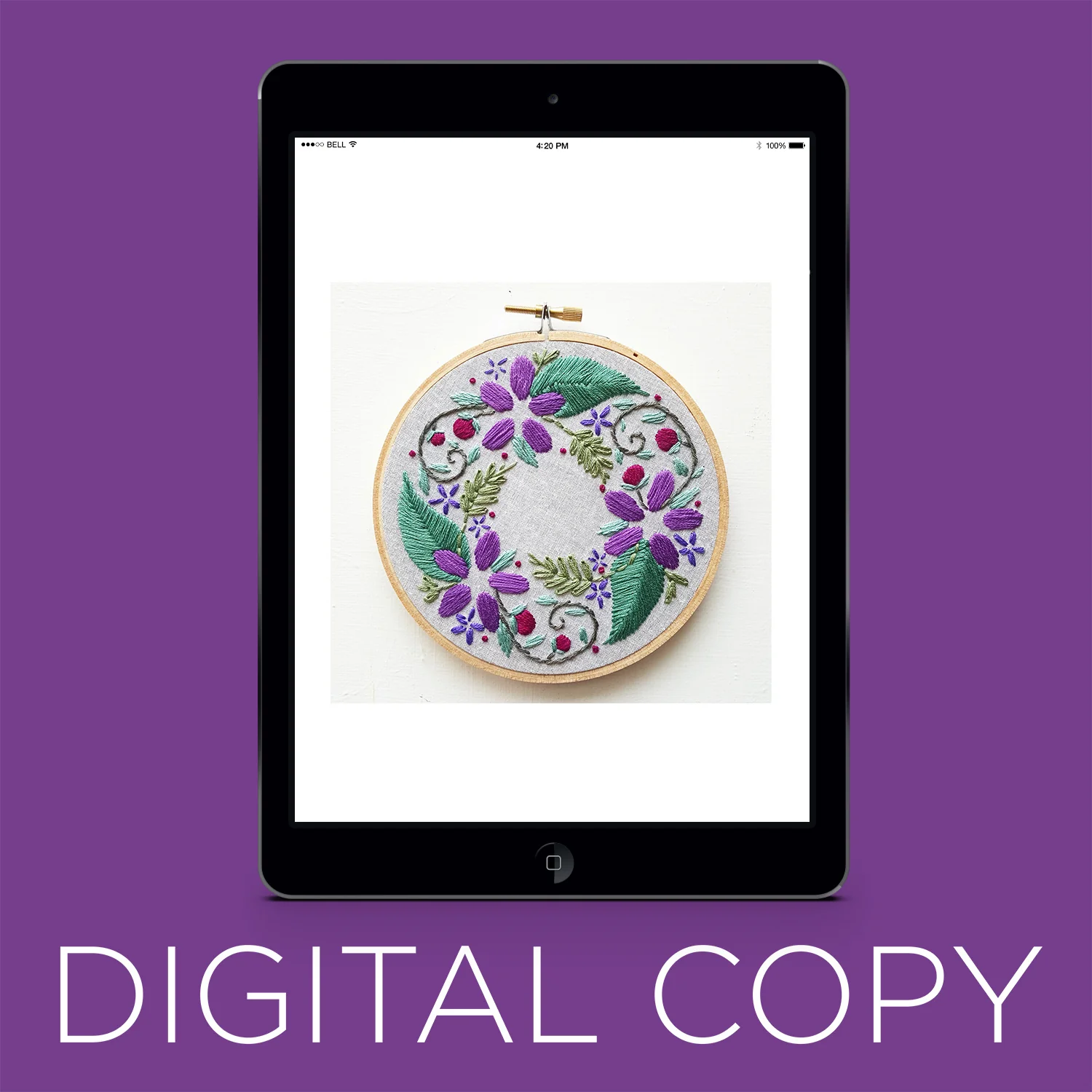 Digital Download - Floral Wreath Beginner Embroidery Pattern
