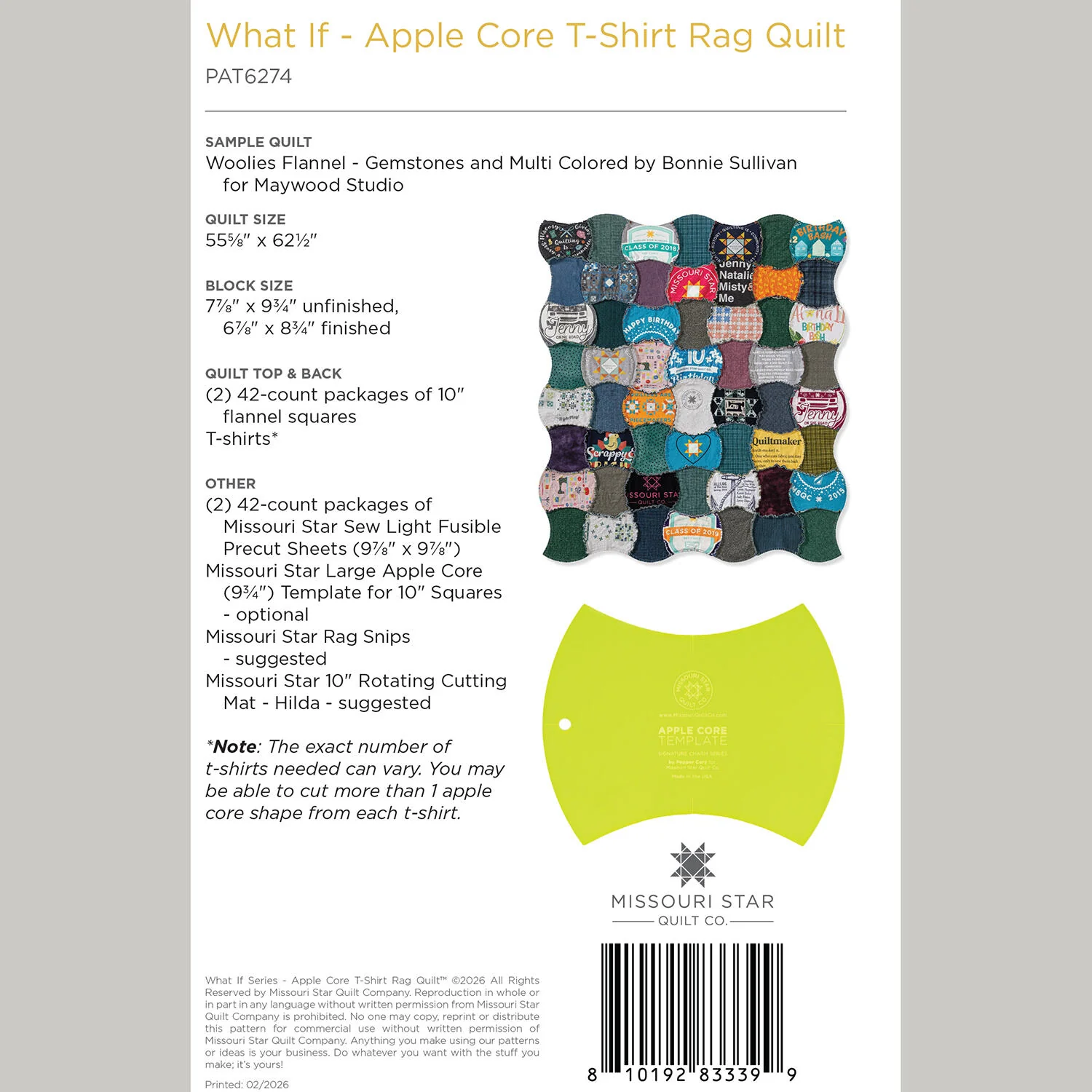 Digital Download - What If Series Apple Core T-Shirt Quilt Pattern by Missouri Star - Image 2
