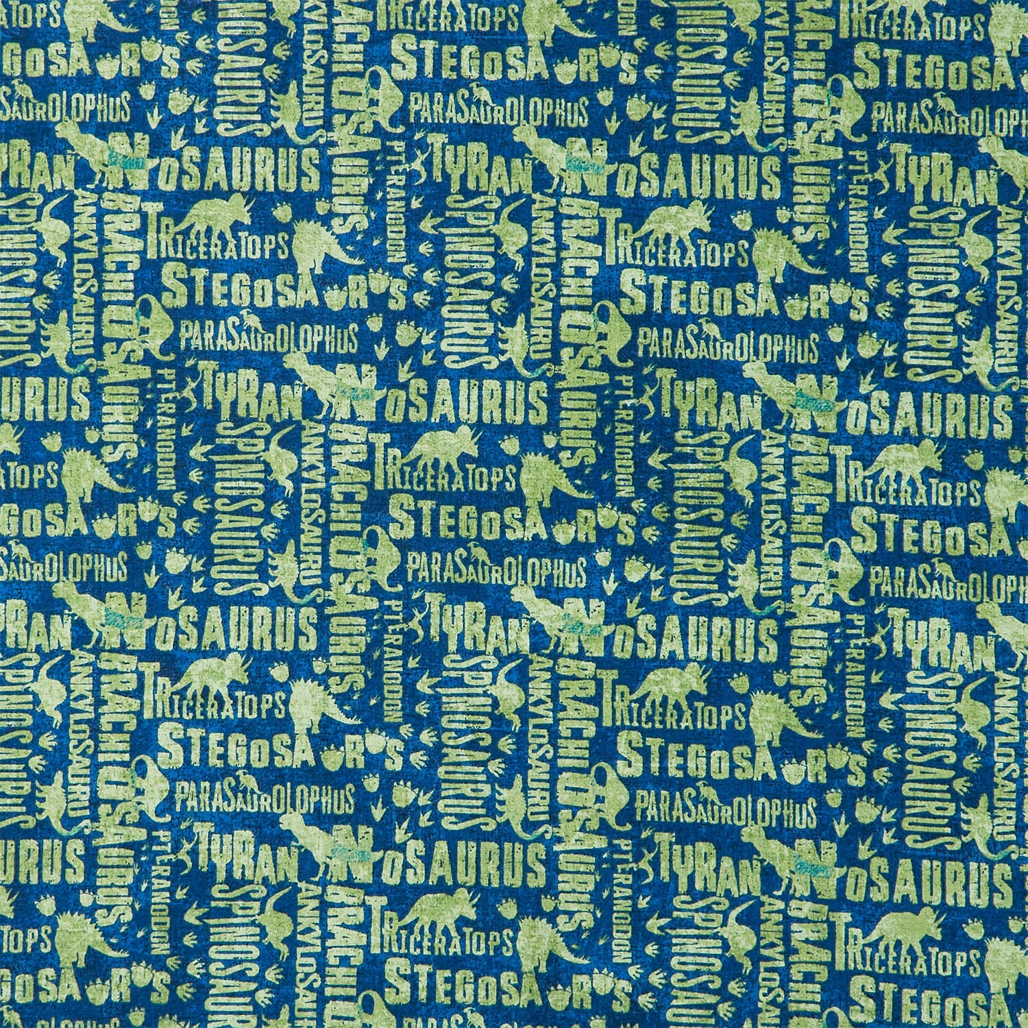 Dino Roar - Dino Words Navy Multi Yardage