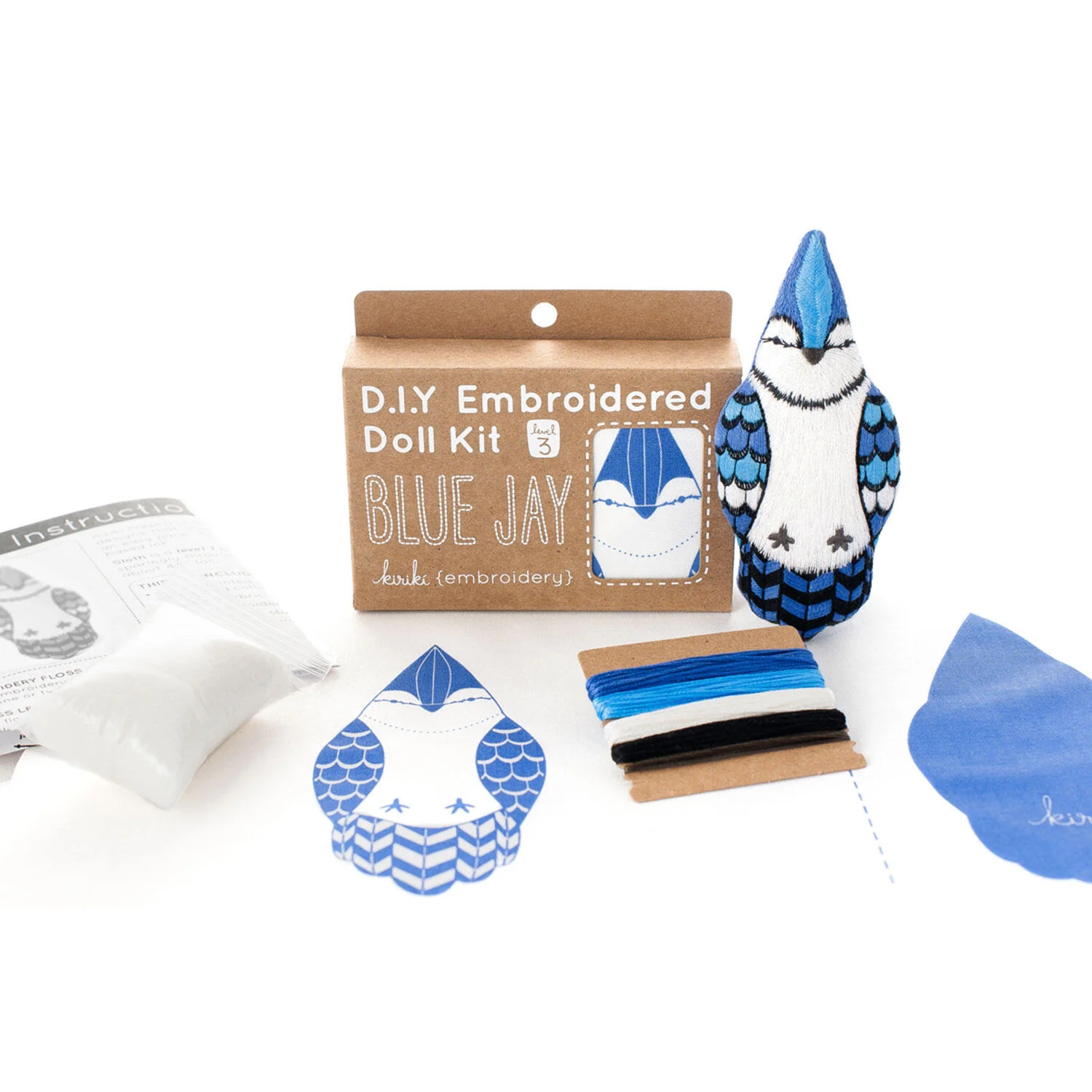 D.I.Y. Embroidered Doll Kit - Blue Jay - Image 2