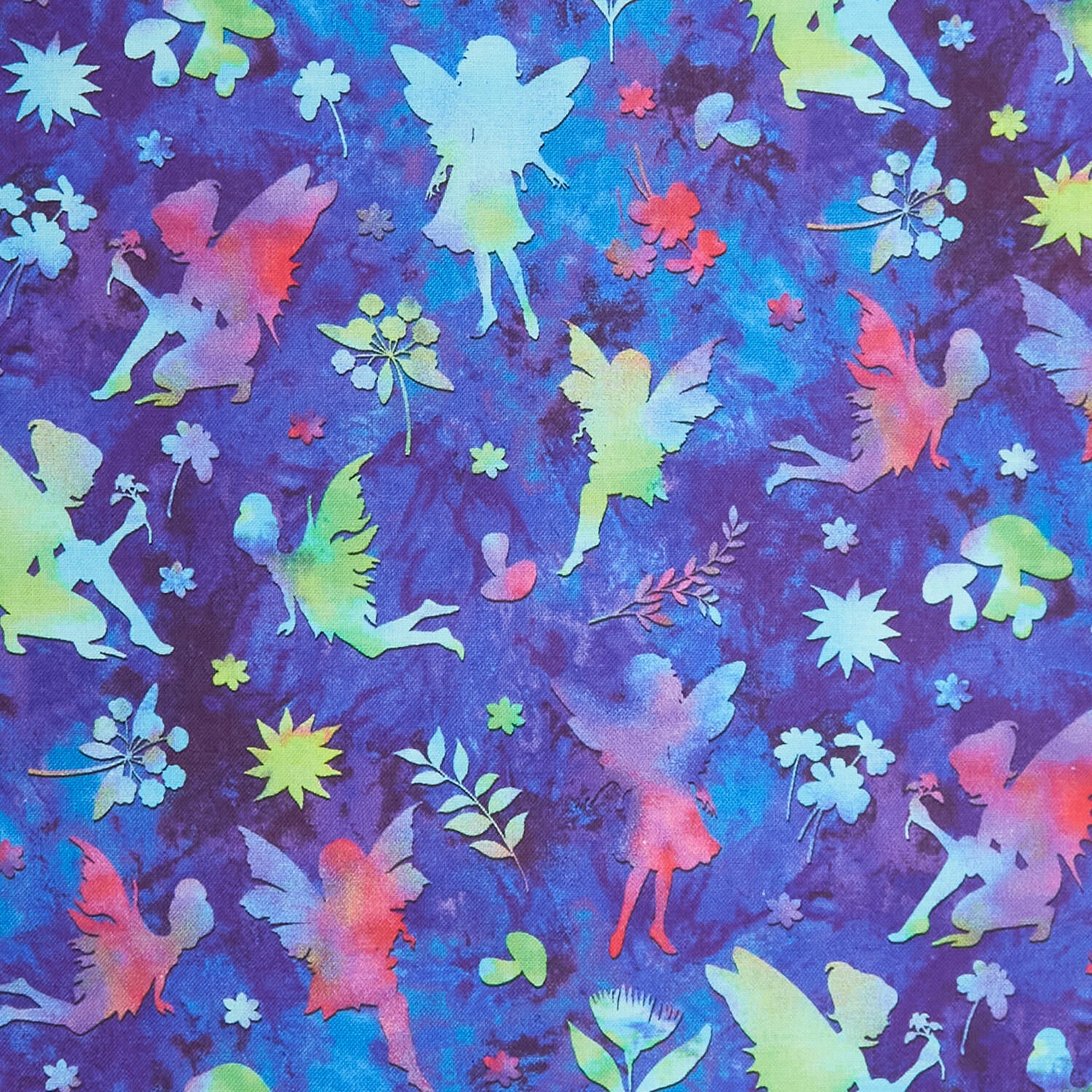 Down The Fairy Path - Fairy Silhouette Royal Multi 2 Yard Cut - Image 2