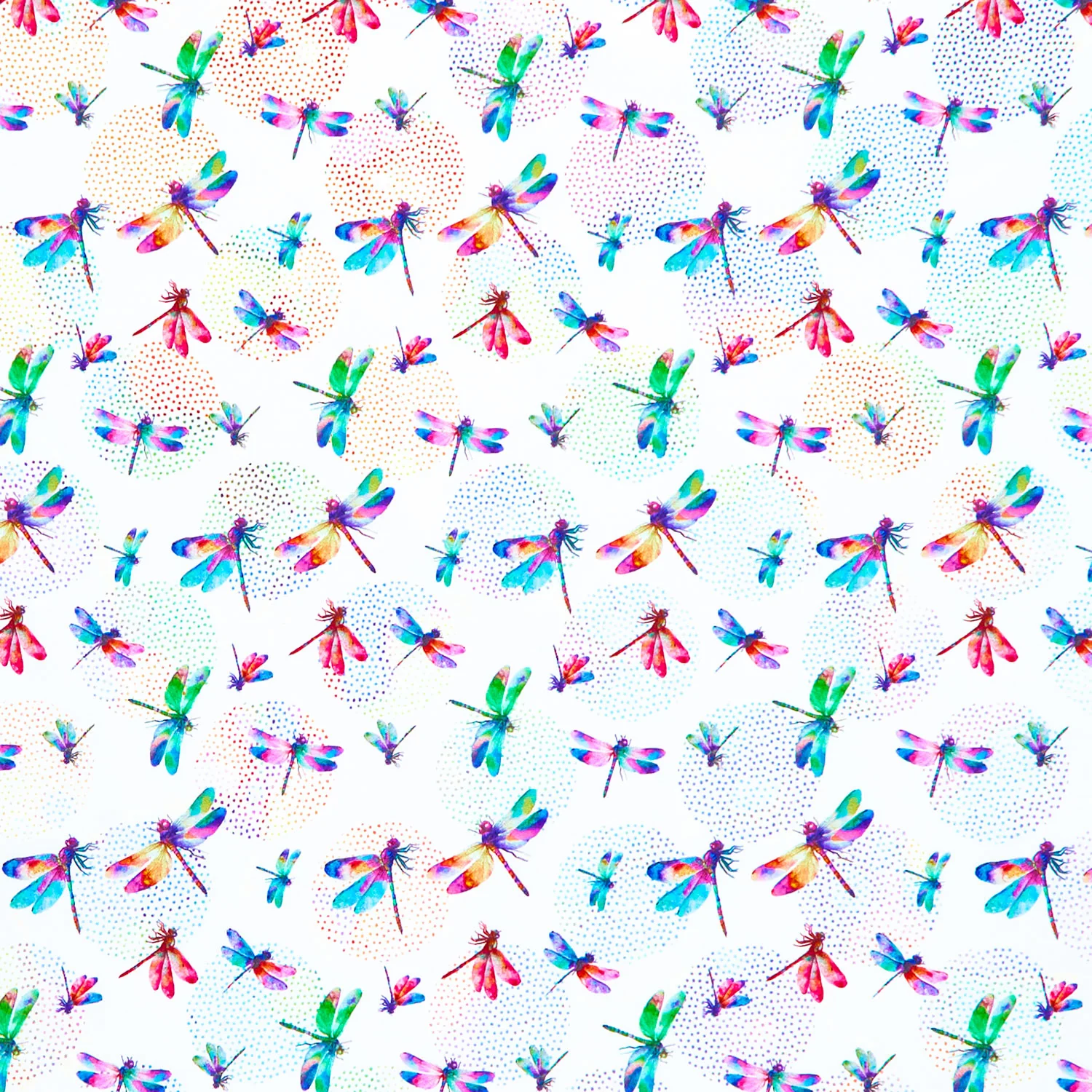Dragonfly Dance - Dragonflies White Multi Yardage