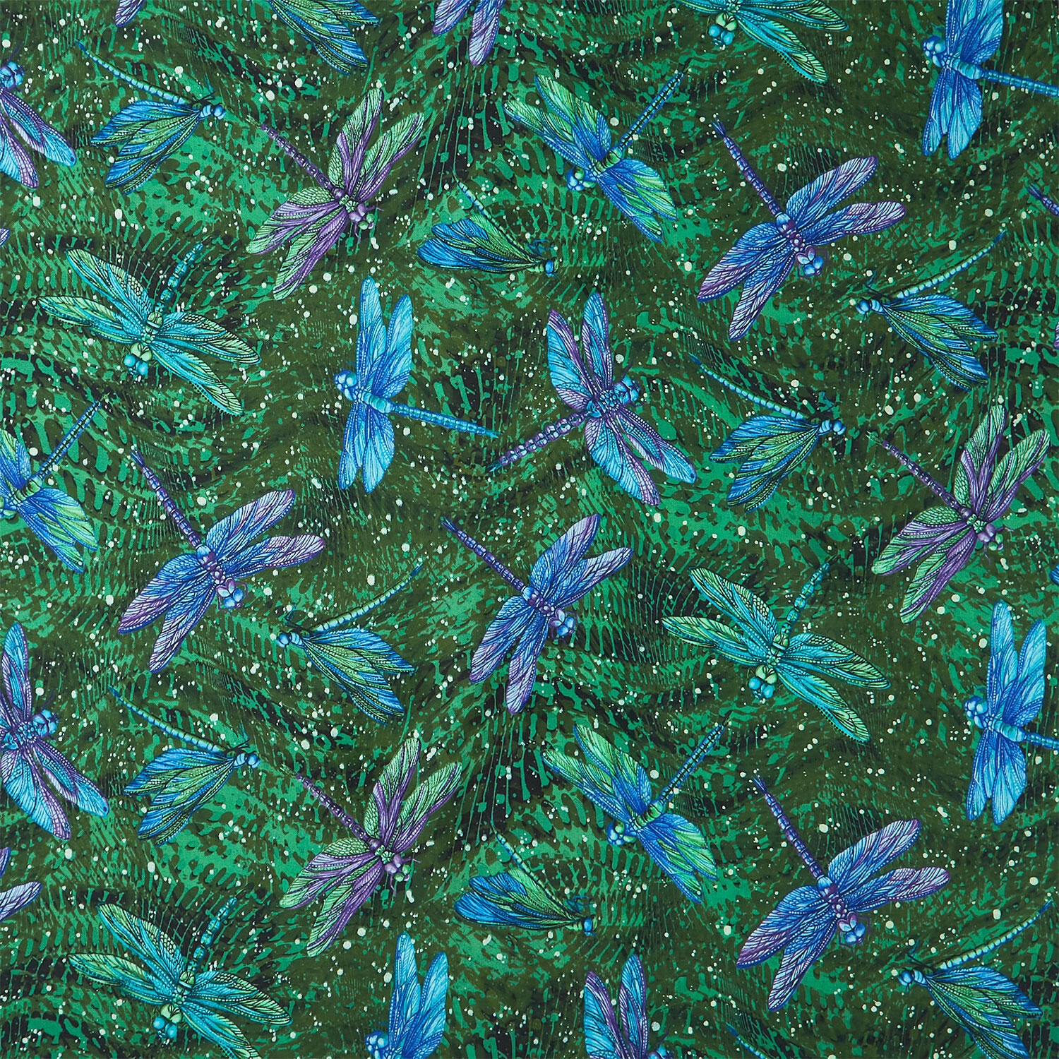 Dragonfly Wonder - Large Dragonfly Pine Digitally Printed Yardage