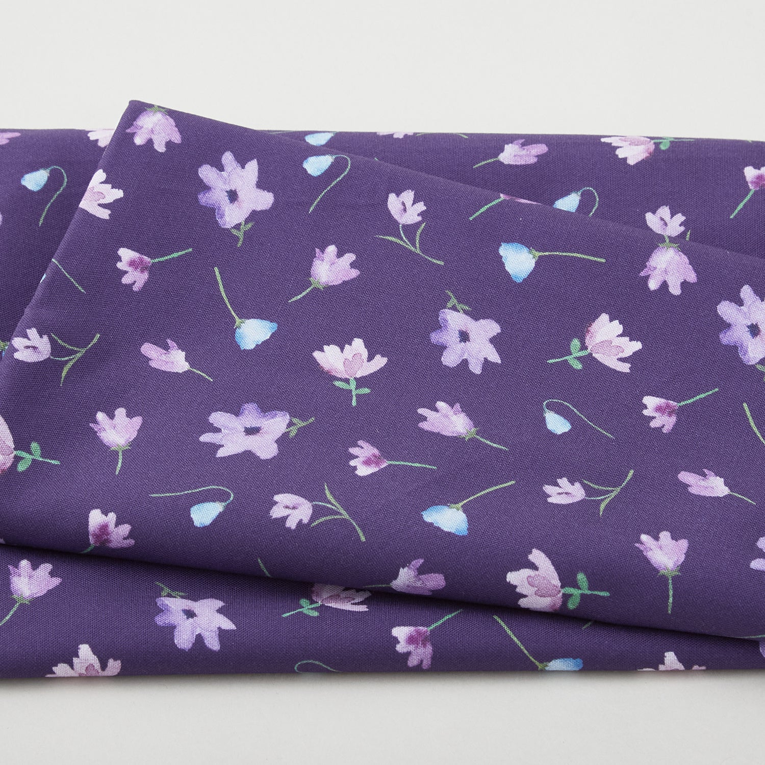 Dreaming of Tuscany - Watercolor Flowers Purple 2 Yard Cut