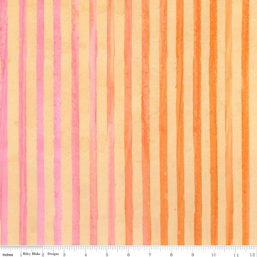 Elementals Batiks - Get in Line - Coral Fiesta