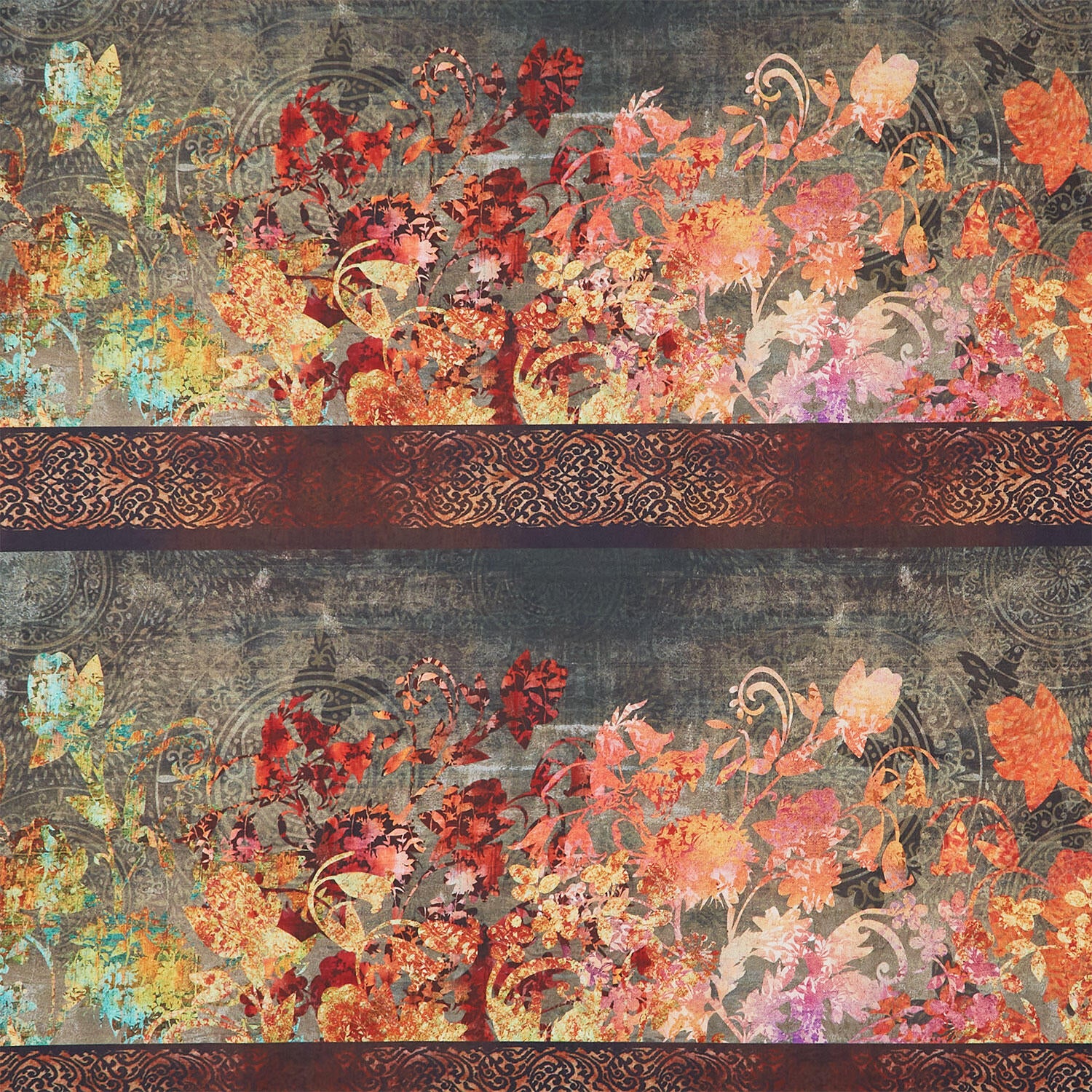 Evanescence - Floral Border Spice Yardage