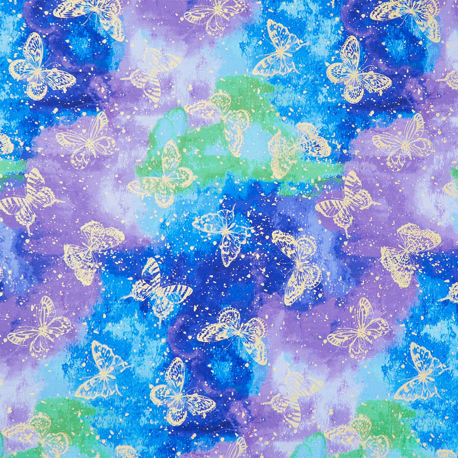 Evening Glow - Butterflies Multi Metallic Yardage