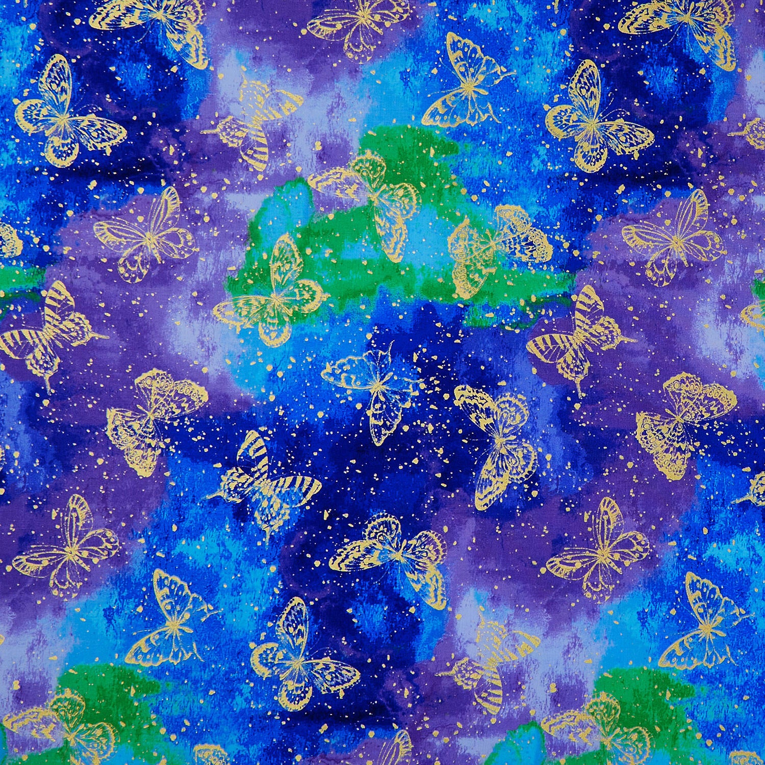 Evening Glow - Butterflies Multi Metallic Yardage - Image 2