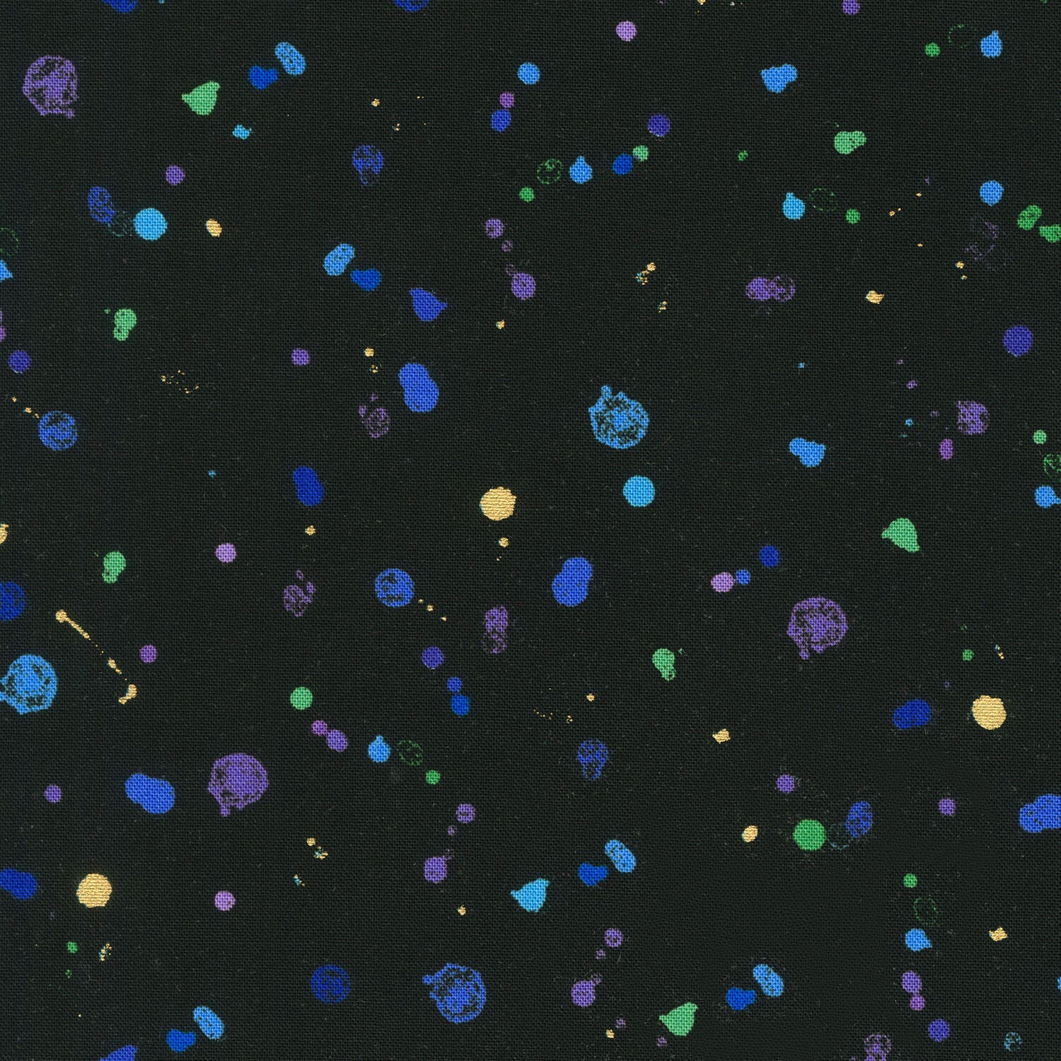 Evening Glow - Splash Paint Dots Black Metallic Yardage - Image 2