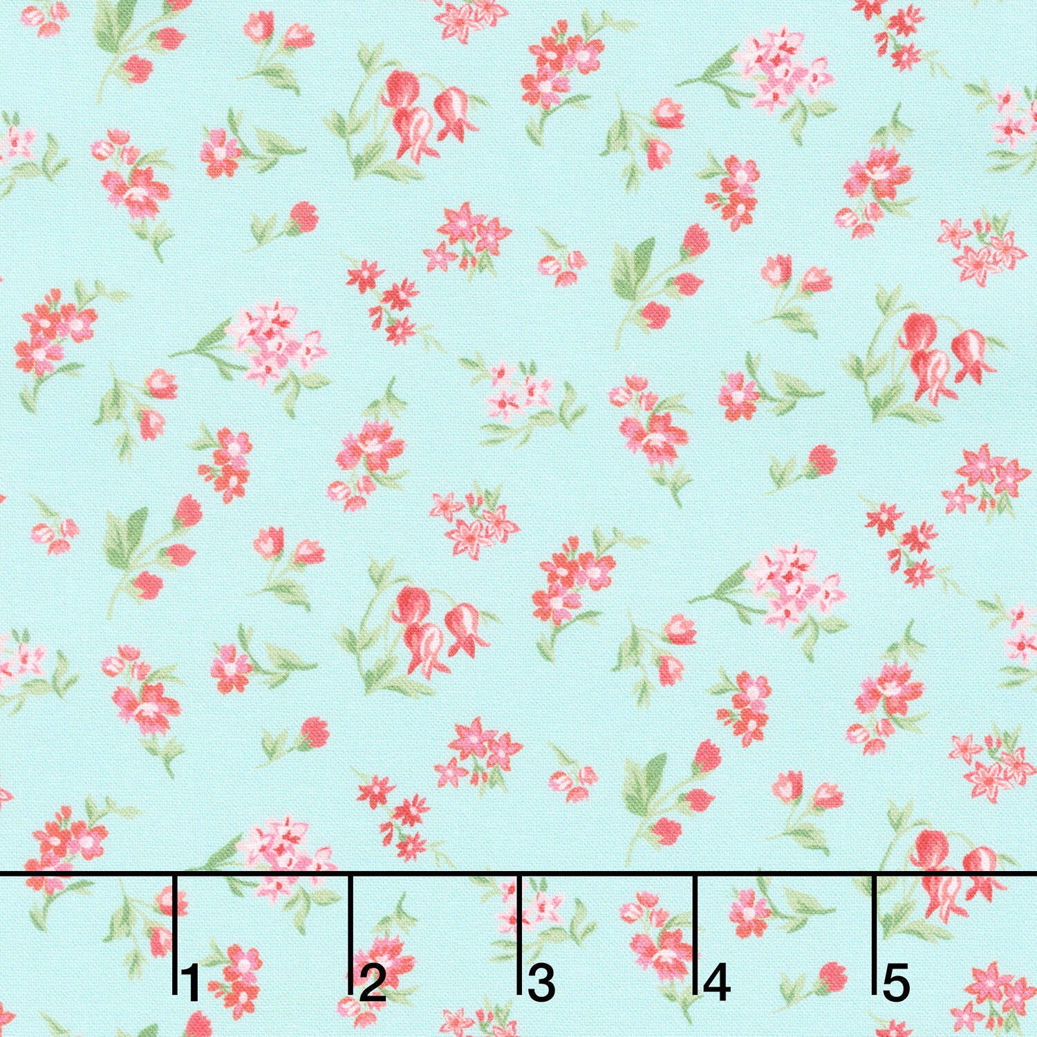 Fabric Market - Tossed Flower Sprigs Sea Glass Yardage