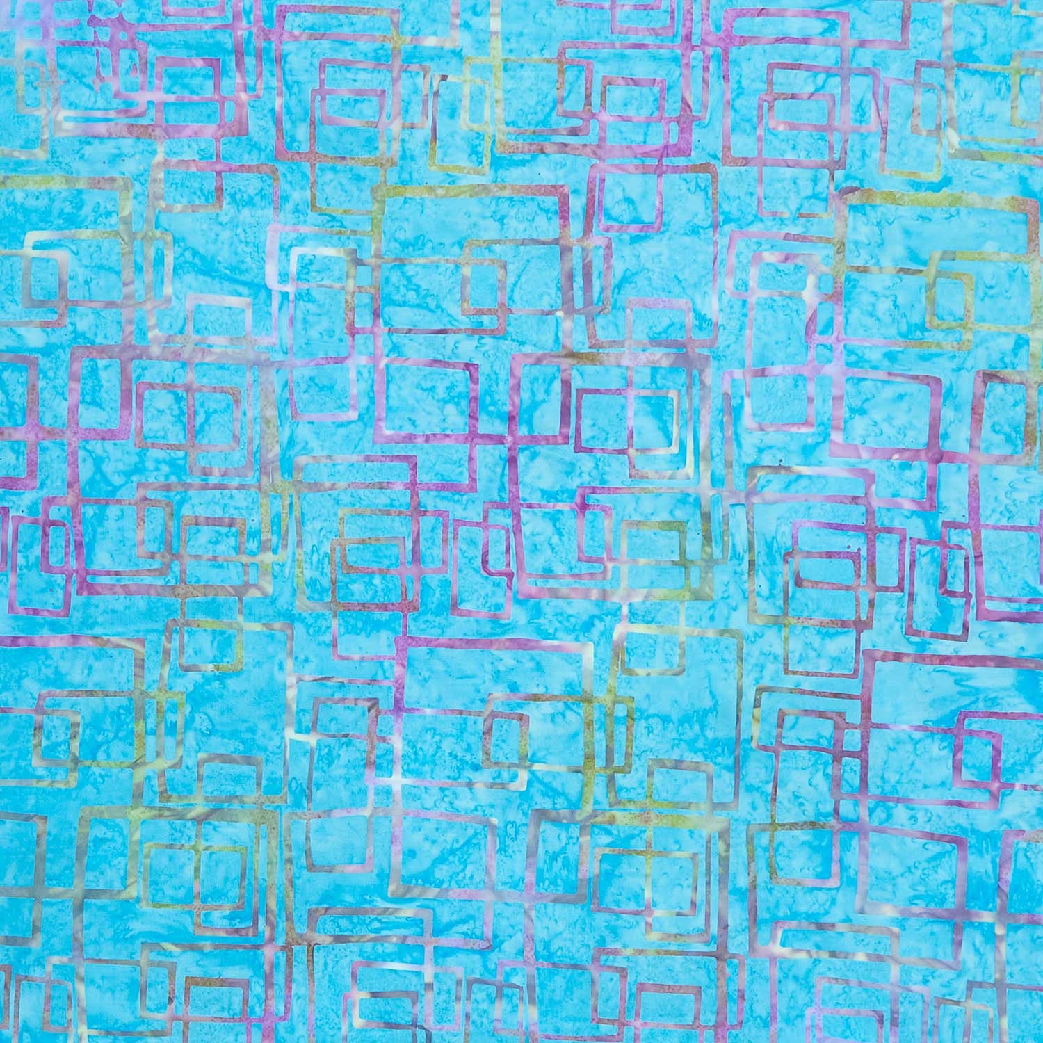Fairy Floss Batiks - Woodblock Cubes Teal Yardage