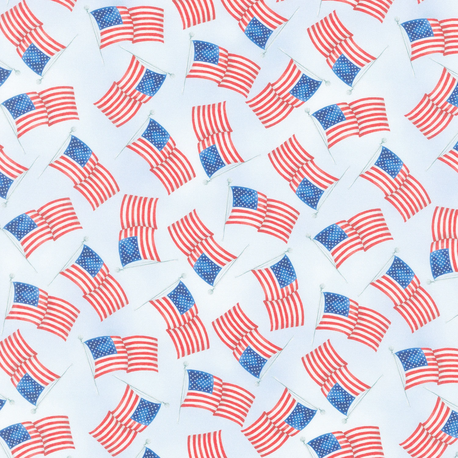 Faith, Family, Freedom - USA Flags Light Blue Yardage