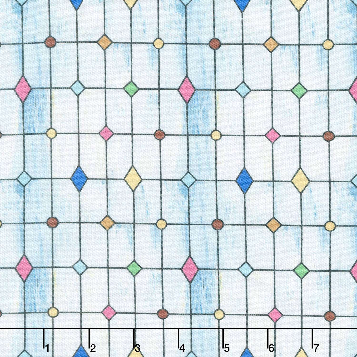 Faith in Full Color - Geometric Stained Glass Light Blue/Multi Yardage