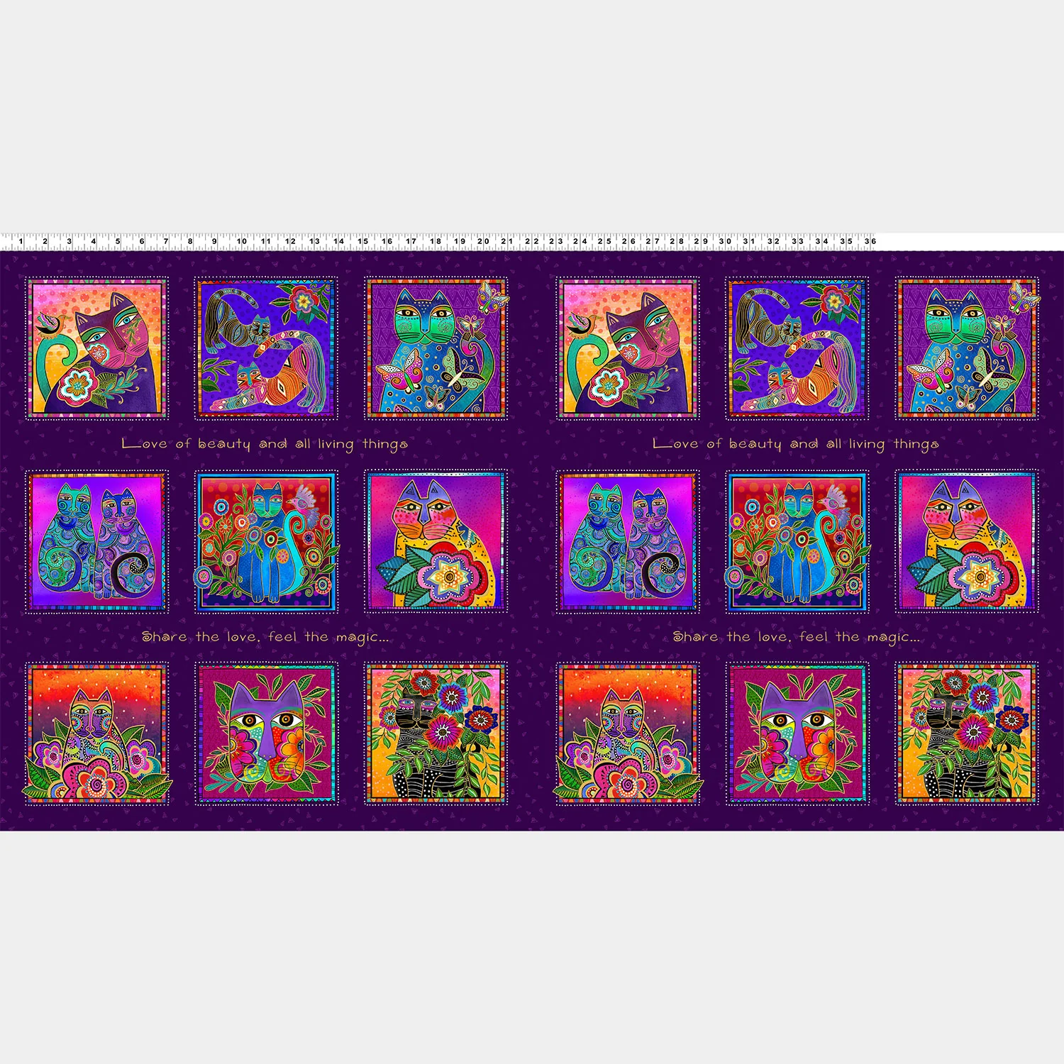 Fantasticats - Cat Blocks Dark Purple Metallic Panel