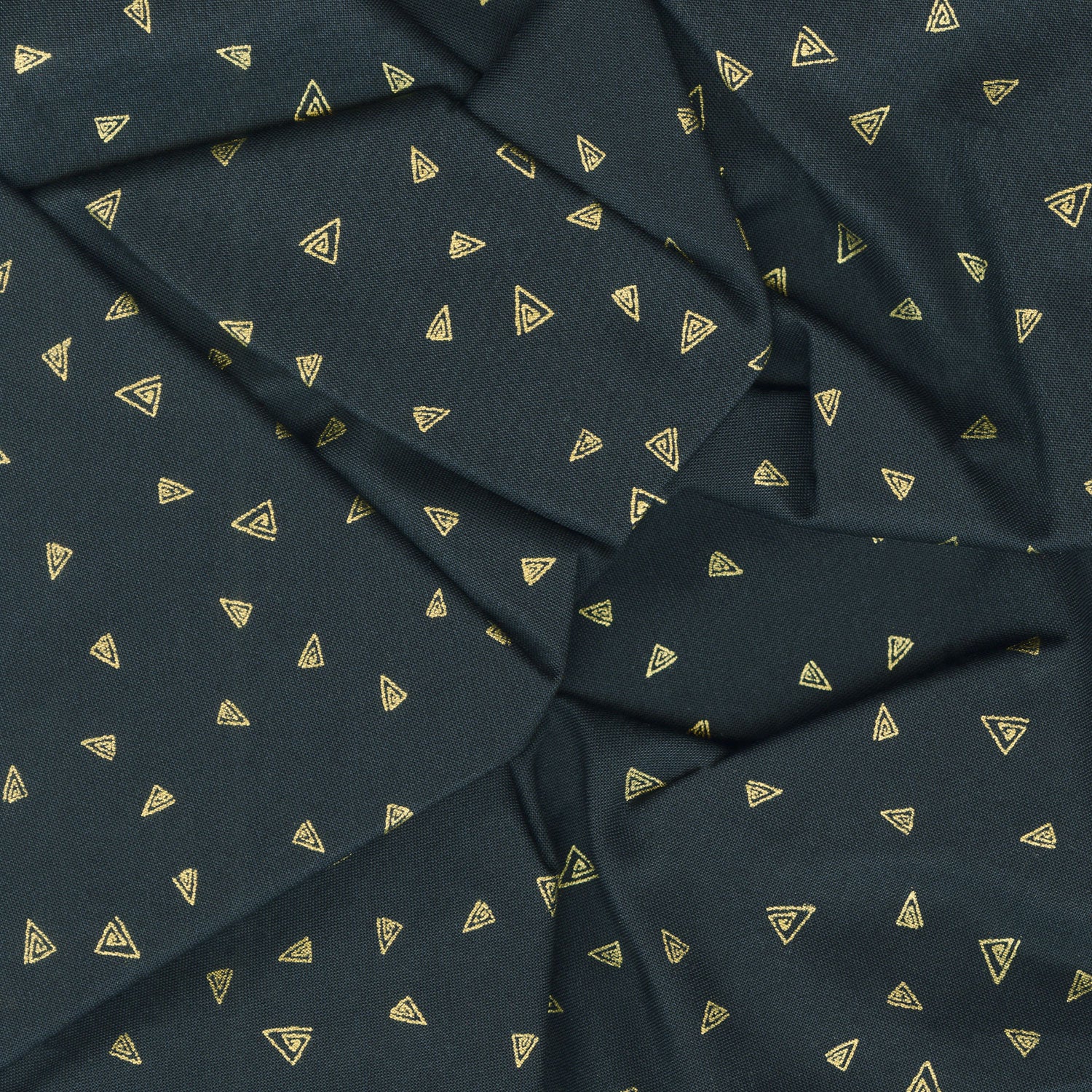 Fantasticats - Gold Triangles Black Metallic Yardage - Image 2
