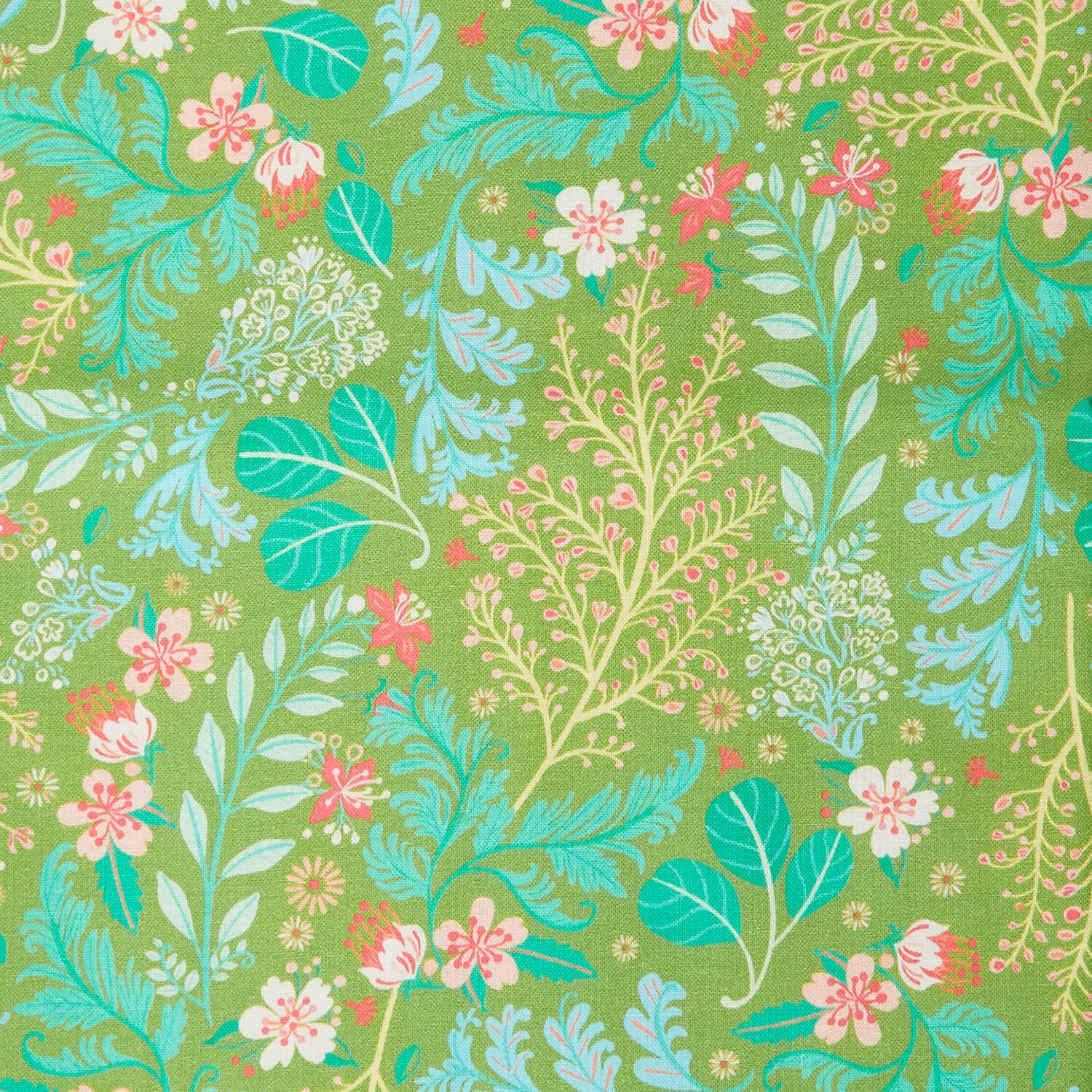 Faraway Florals Favorites - Moss Tossed Leaves 2 Yard Cut - Image 2