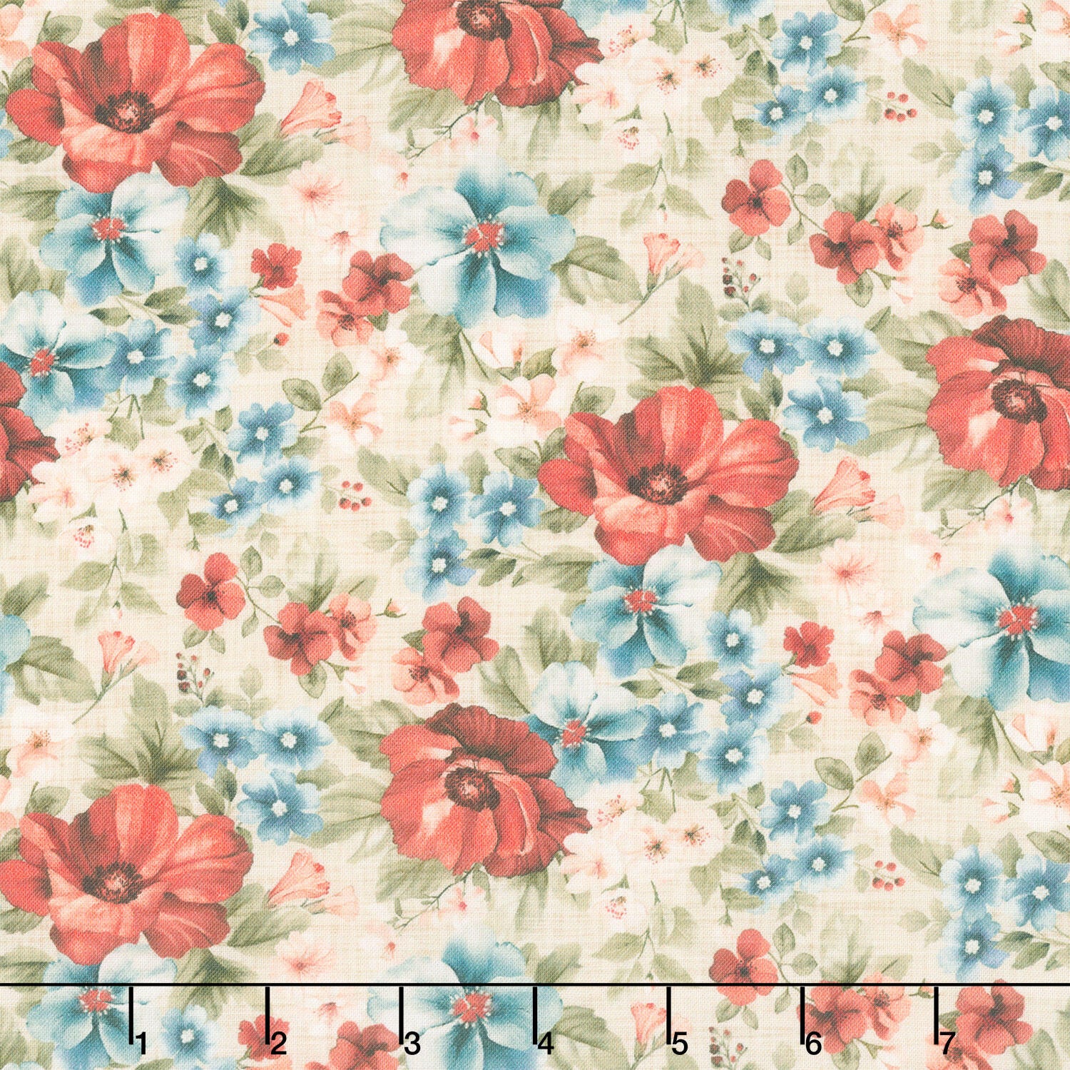 Farmhouse Sampler - Packed Floral Beige Multi Yardage