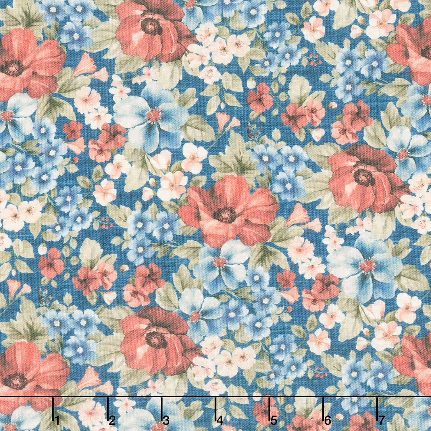 Farmhouse Sampler - Packed Floral Navy Multi Yardage