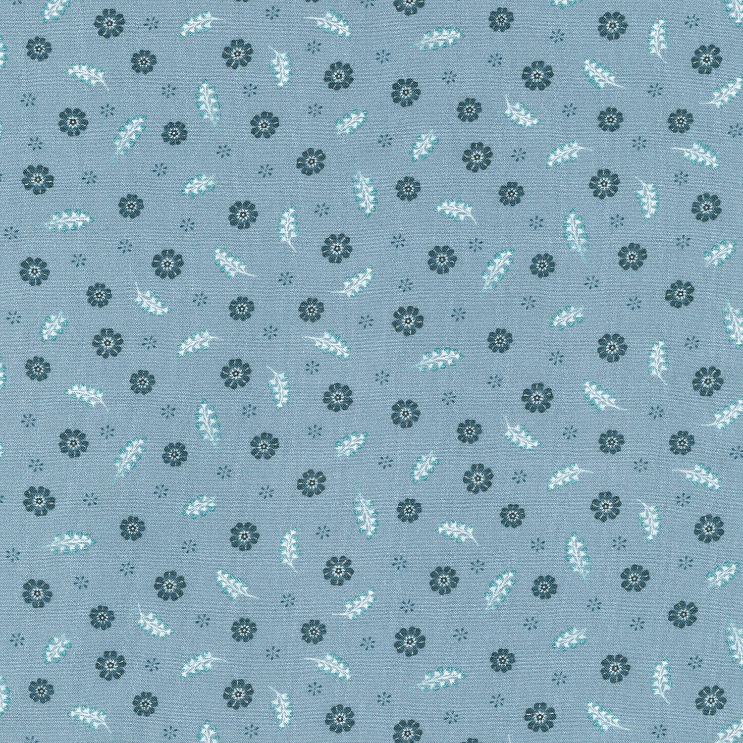 Feathers And Flora - Small Flowers Blue Yardage