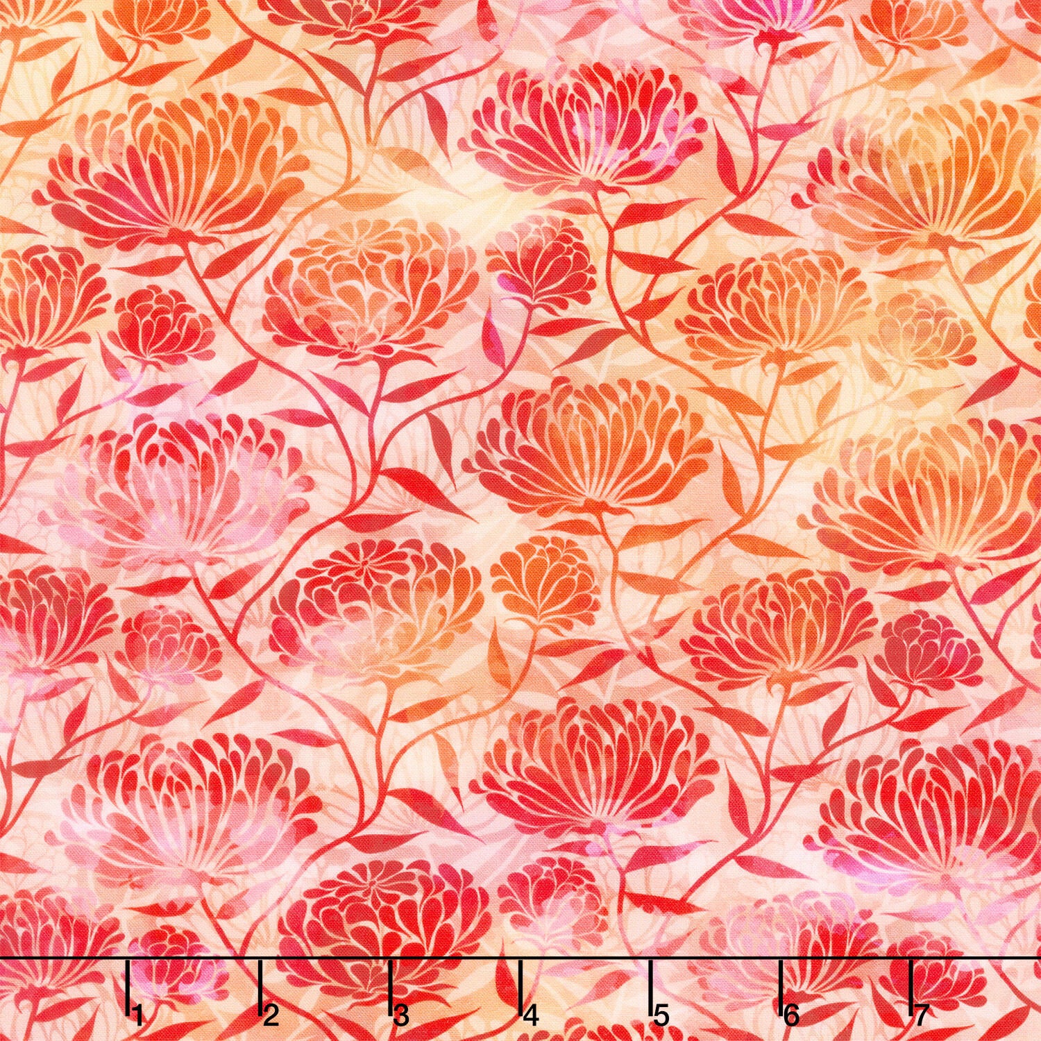 Felicity - Chrysanthemums Red Yardage