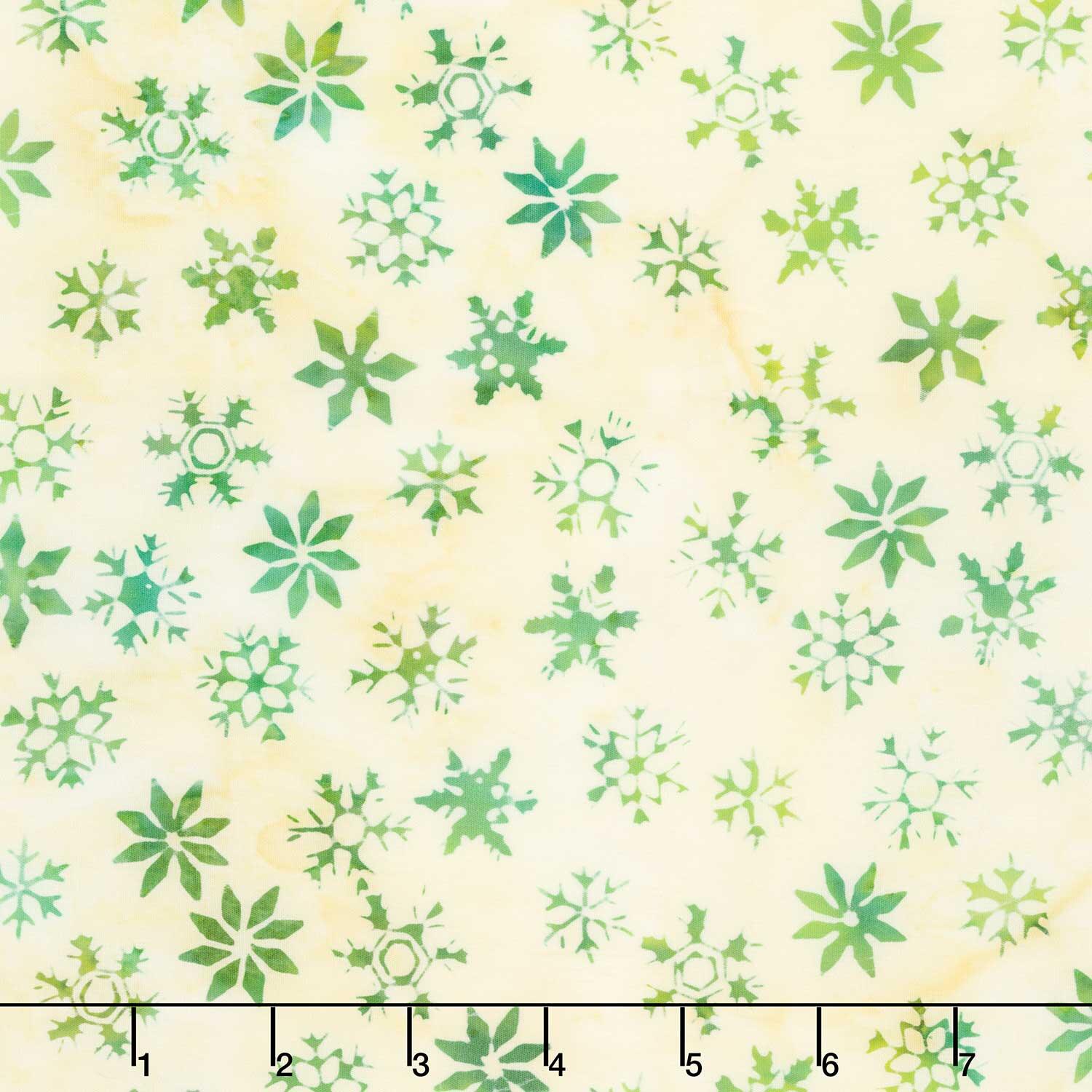 Festive Wishes Batiks - Snowflakes and Stars White Yardage