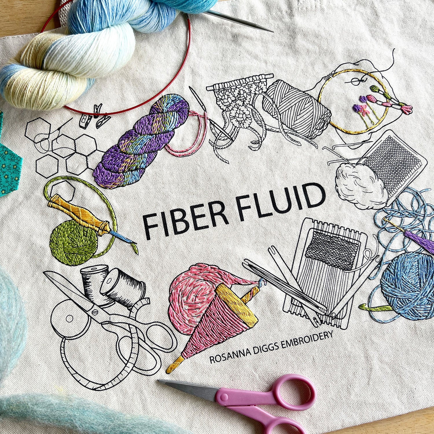 Fiber Fluid Embroidery Tote Kit - Image 2