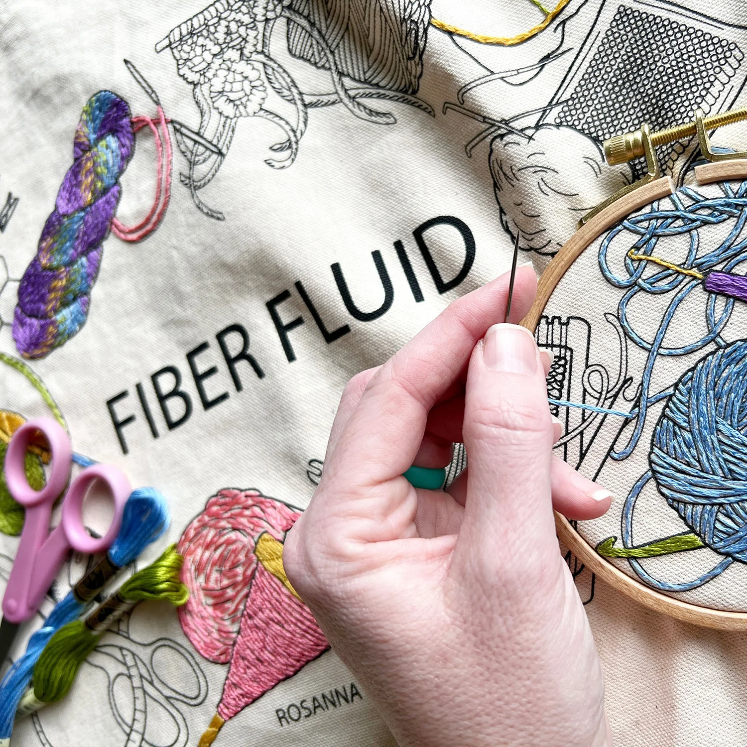 Fiber Fluid Embroidery Tote Kit - Image 3
