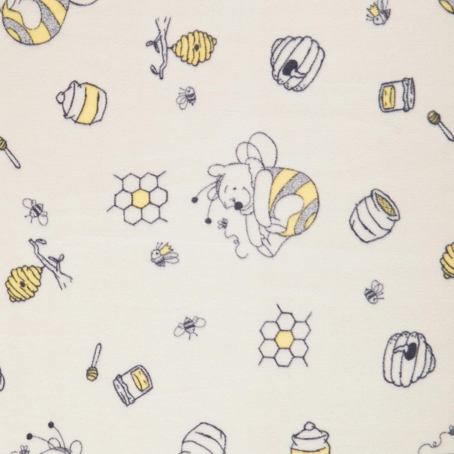 Fleece Prints - Pooh Honey Bee Toss Multi Yardage