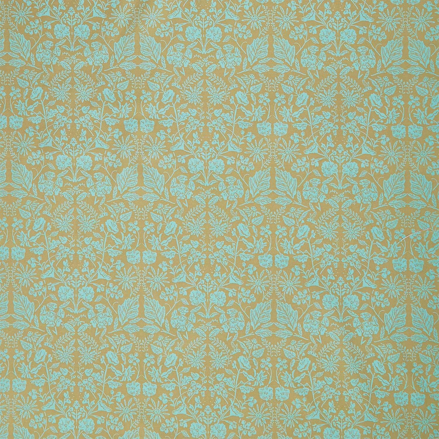 Flora & Felines - Damask Green Yardage