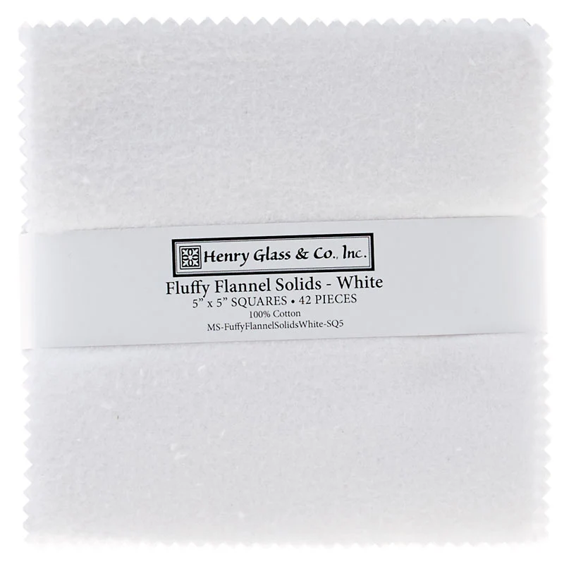 Fluffy Solids White Flannel Charm Pack