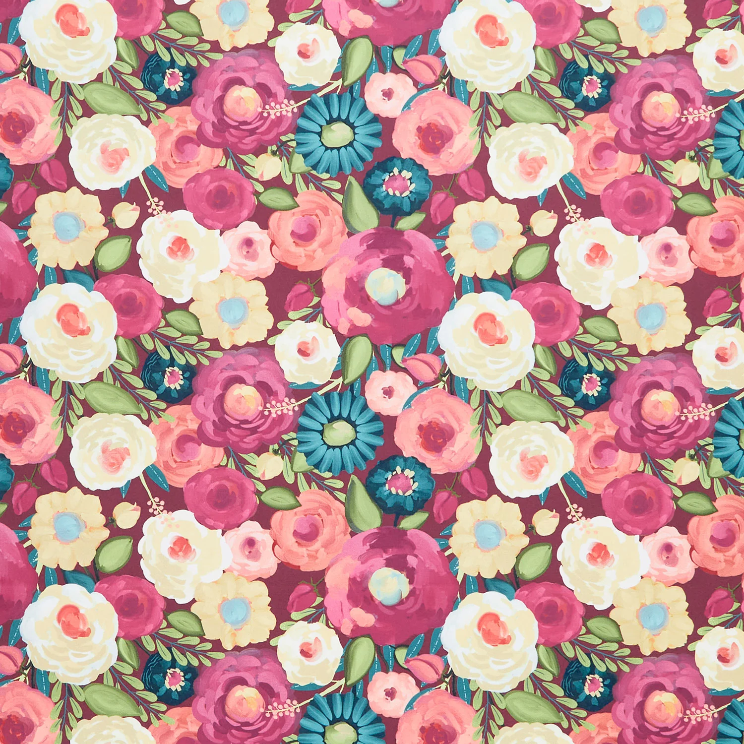 Fragrant Fields - Floral Main Maroon Yardage
