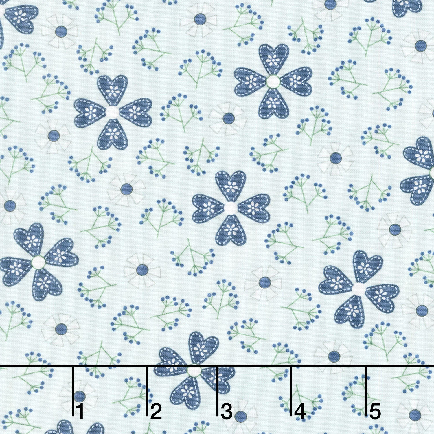 Friendship Garden - Pinwheel Flowers Light Blue Yardage