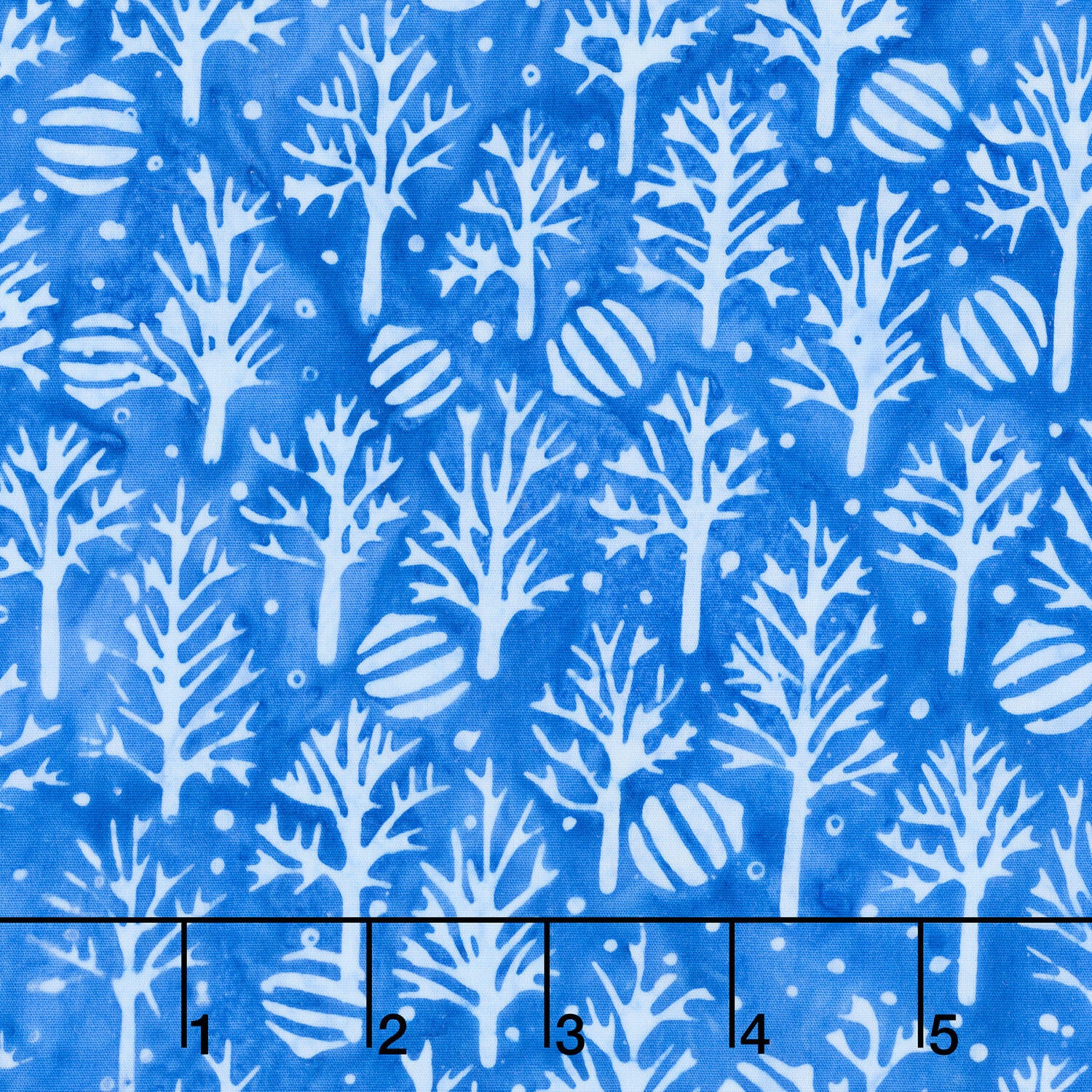 Frosted Wishes Batiks - Trees and Ornaments Blue Azure Yardage