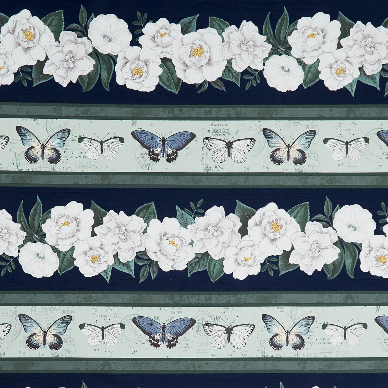 Garden Grace - Floral Repeating Stripe Multi Yardage