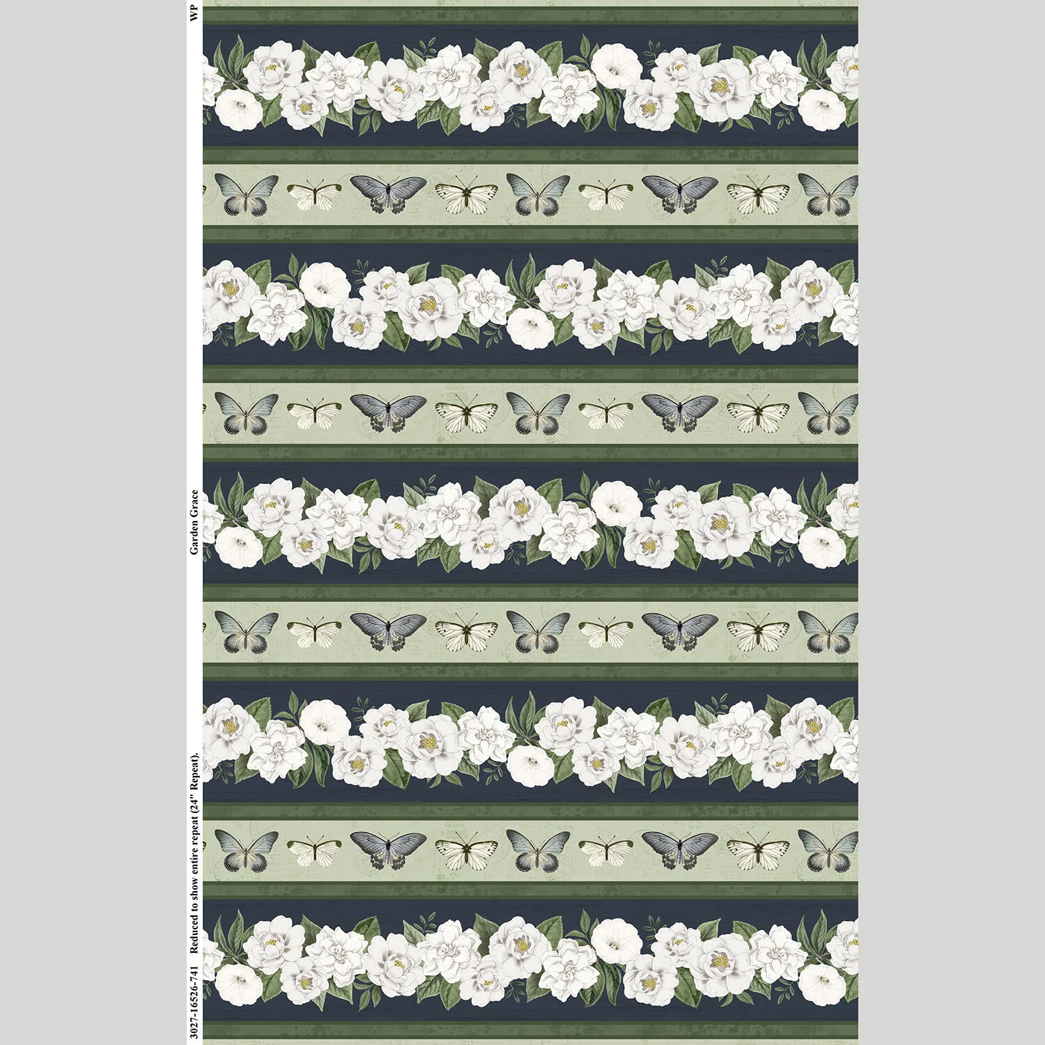 Garden Grace - Floral Repeating Stripe Multi Yardage - Image 2
