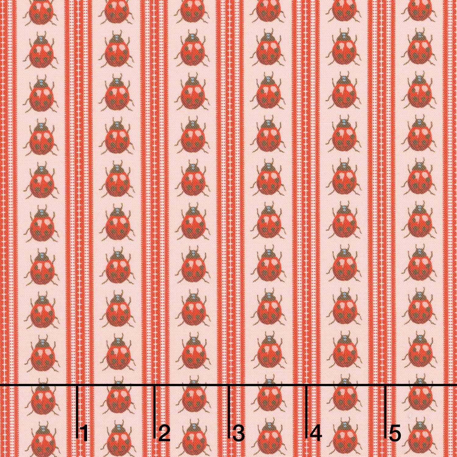 Garden Party - Ladybugs in Line Red Yardage